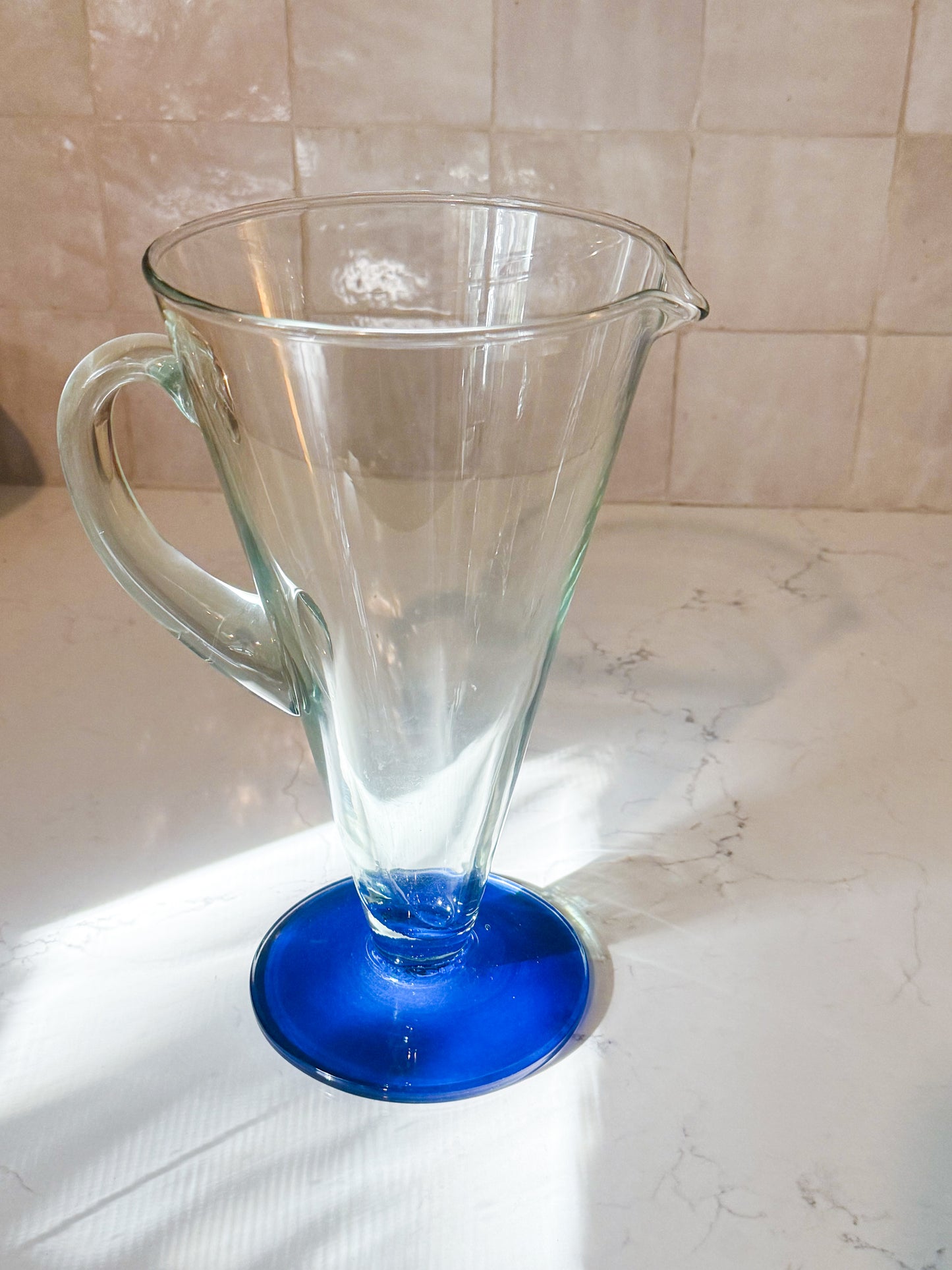 1950s Large Spanish Blown Glass Jug Pitcher