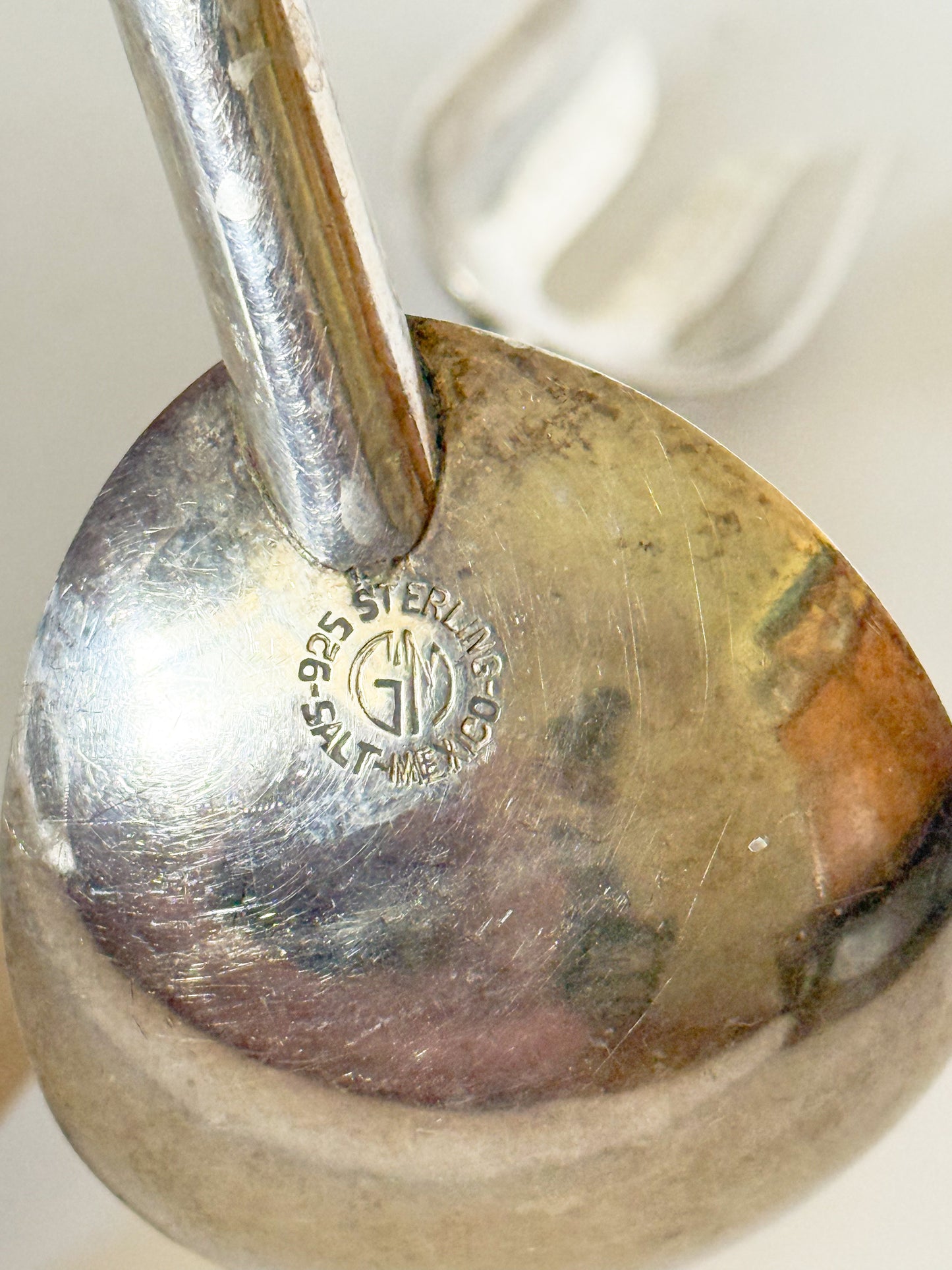 Vintage Mexican Sterling Silver Wood Handle Salad Server Set- 2 Pieces