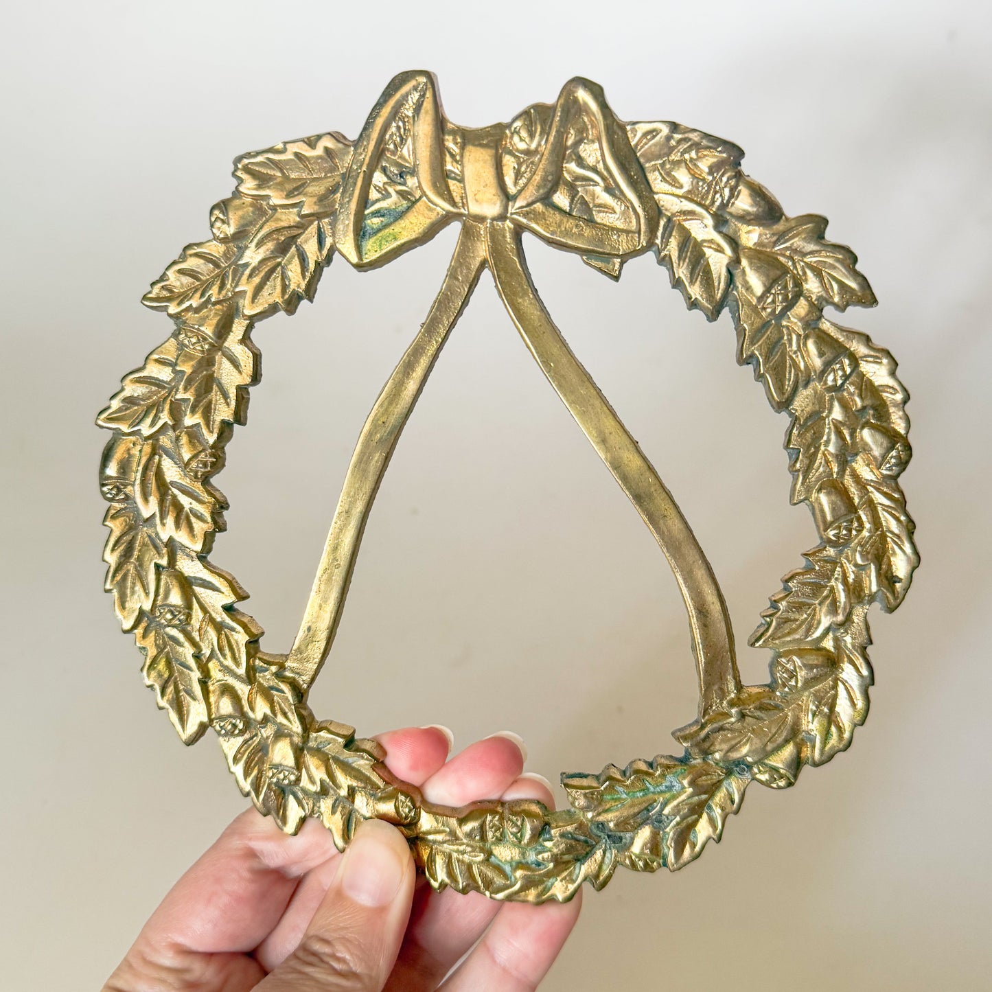 Vintage Brass Wreath and Bow Trivet