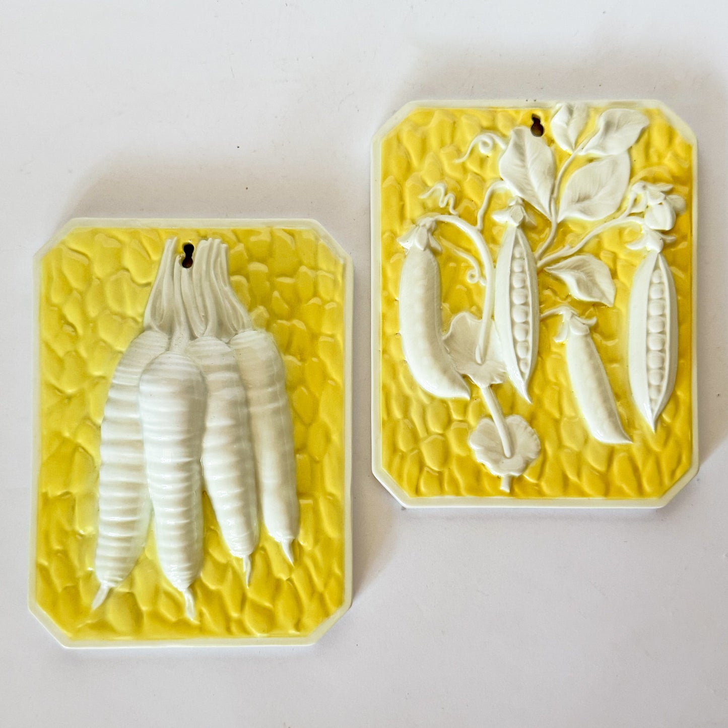 Vintage Italian Ceramic Relief Wall Art Plaques - Pair