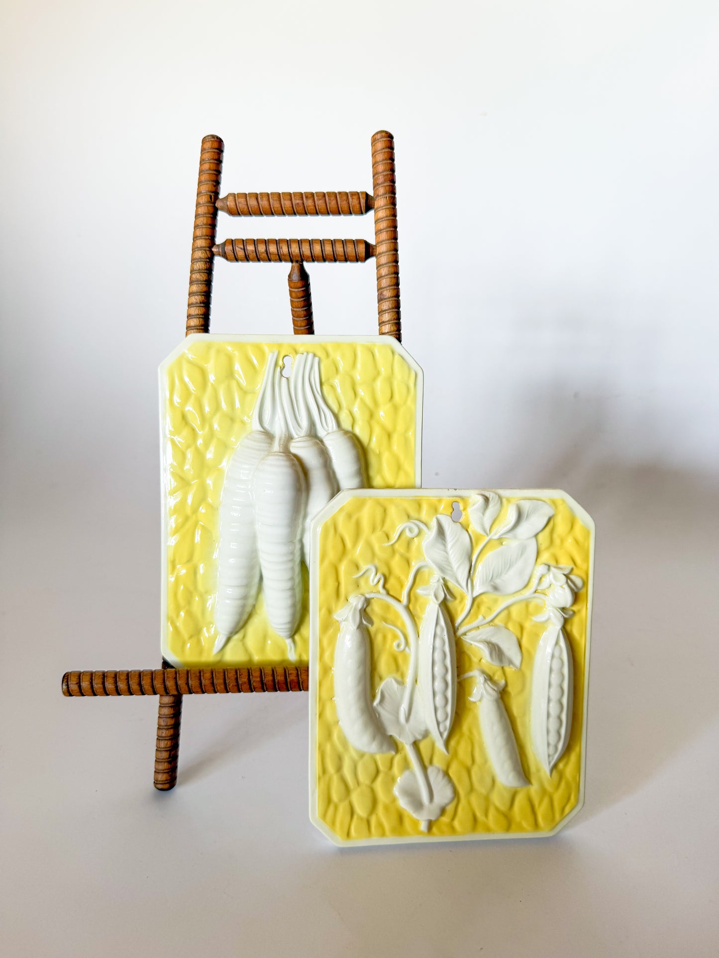 Vintage Italian Ceramic Relief Wall Art Plaques - Pair