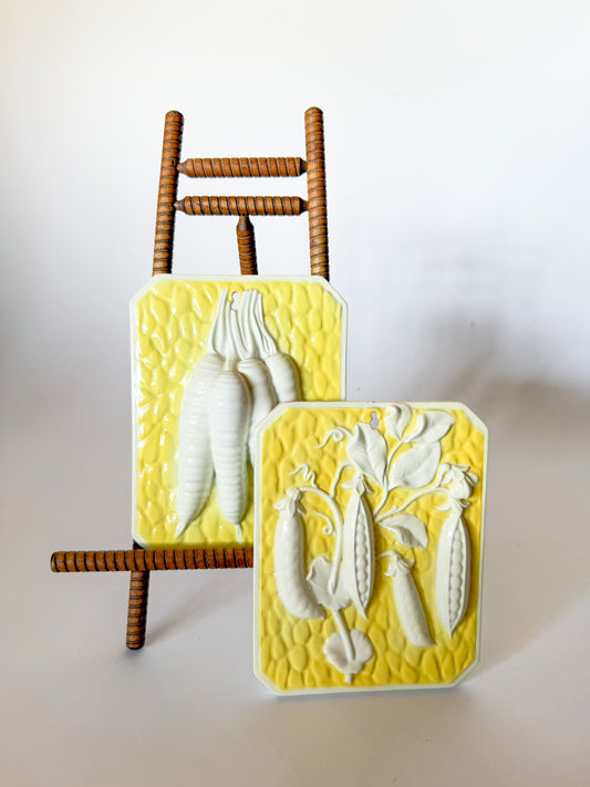 Vintage Italian Ceramic Relief Wall Art Plaques - Pair