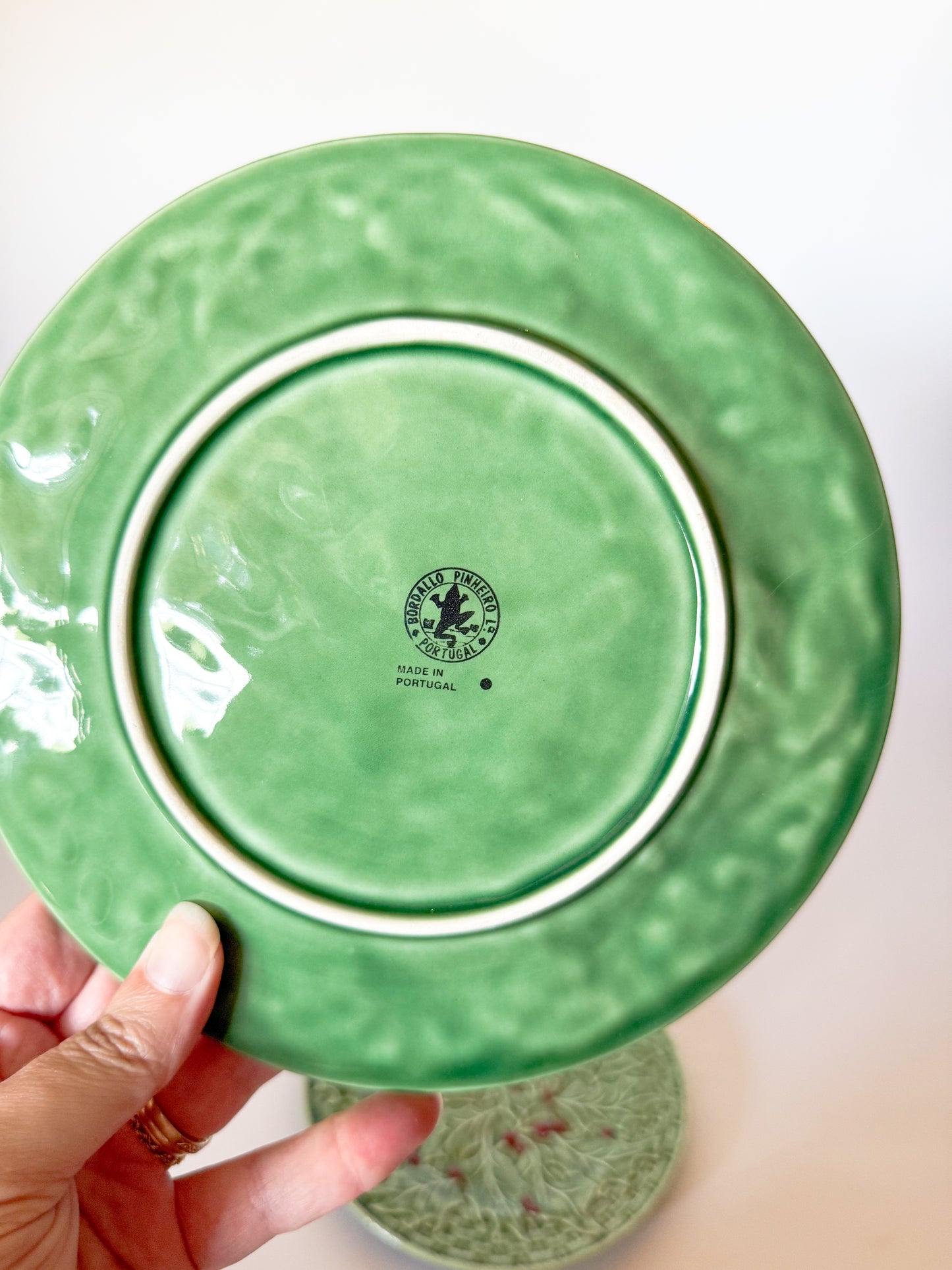 Bordallo Pinheiro Christmas Holly Salad Plates, A Pair