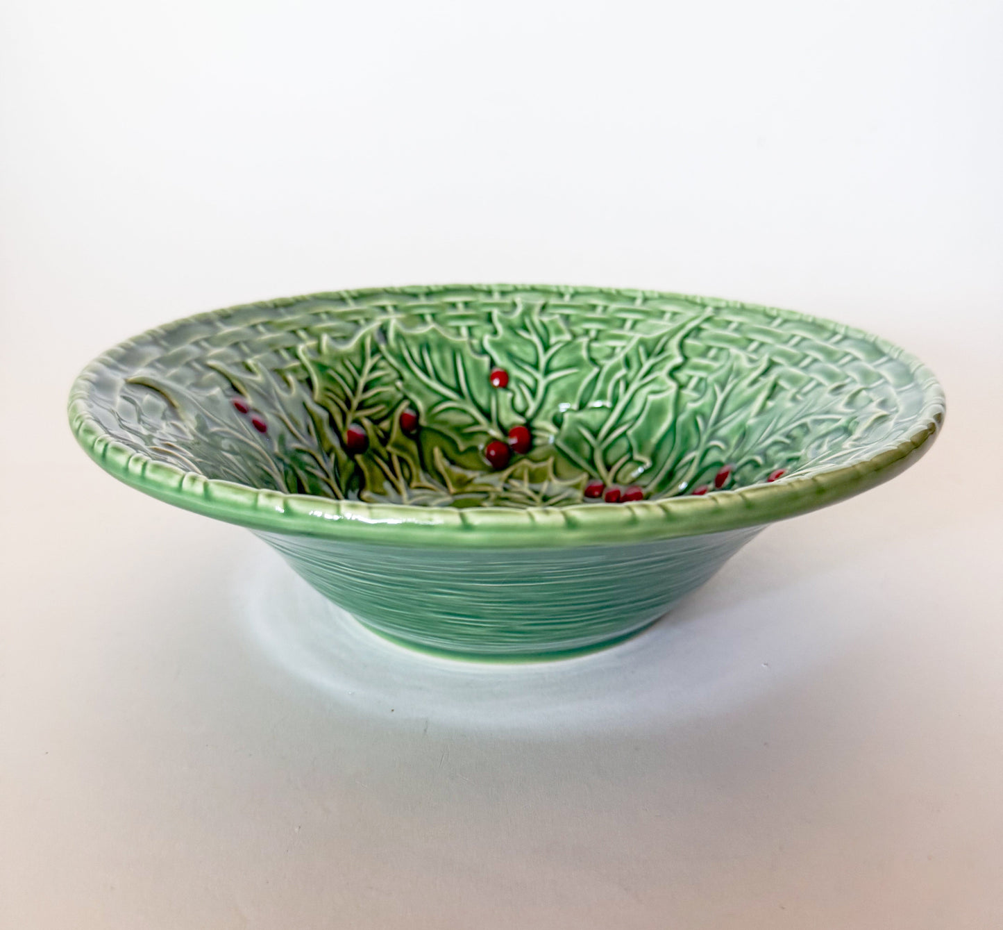 Bordallo Pinheiro Christmas Holly 10" Round Serving Bowl