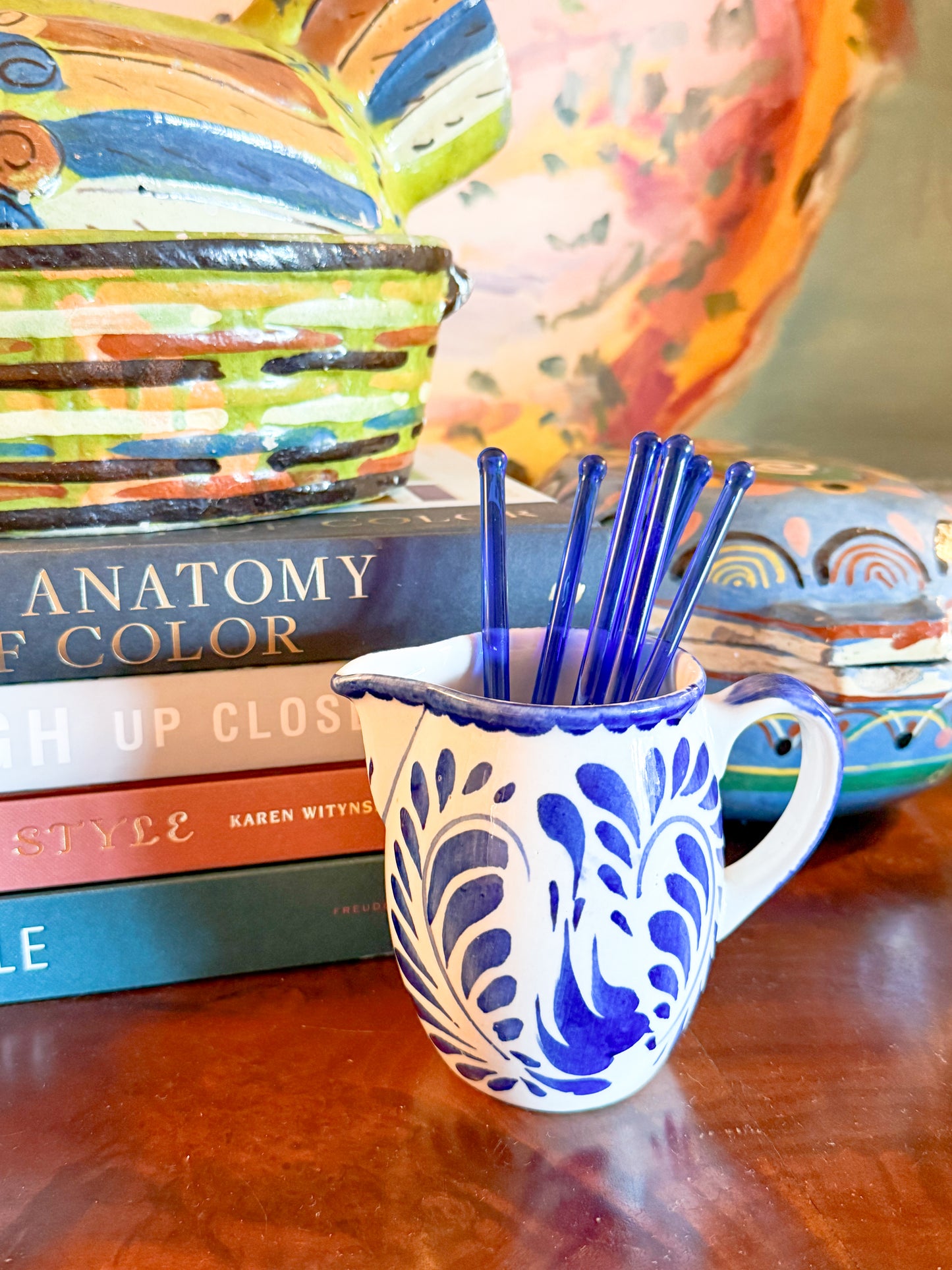 Anfora Mexico Blue and White Creamer pitcher