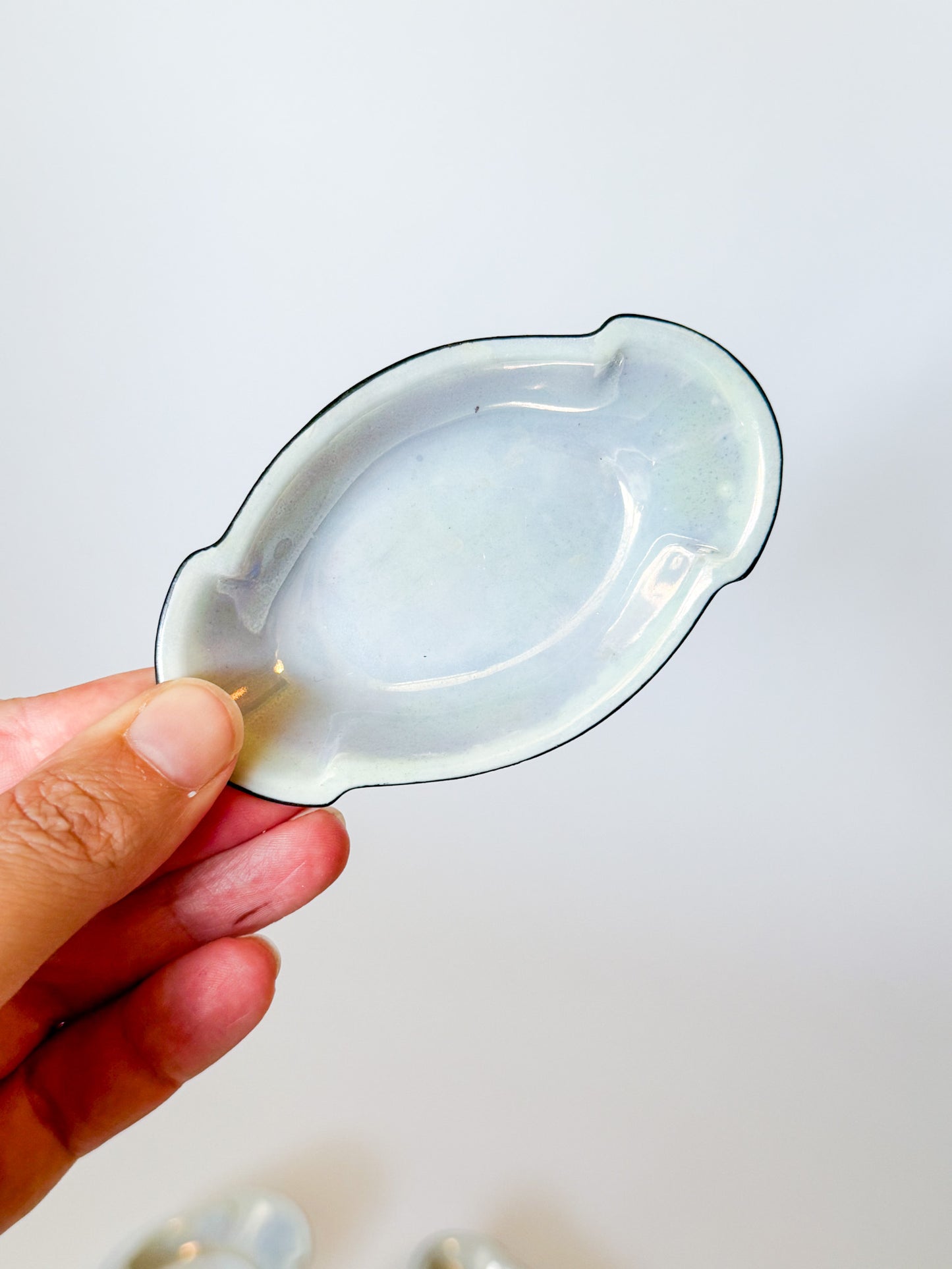 Antique Opalescent Lustreware Celery Salt Cellars, Germany- Set of 5
