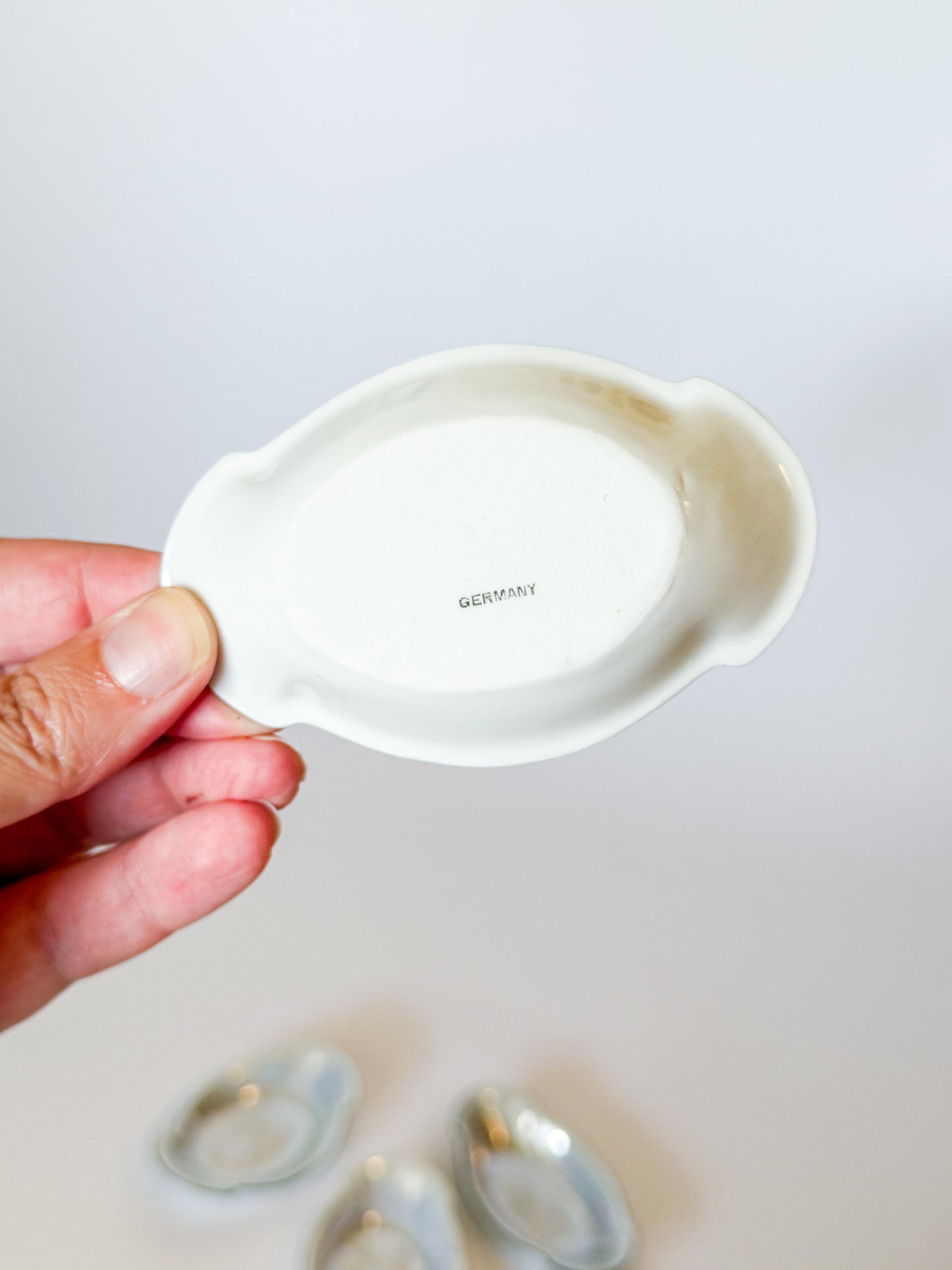 Antique Opalescent Lustreware Celery Salt Cellars, Germany- Set of 5