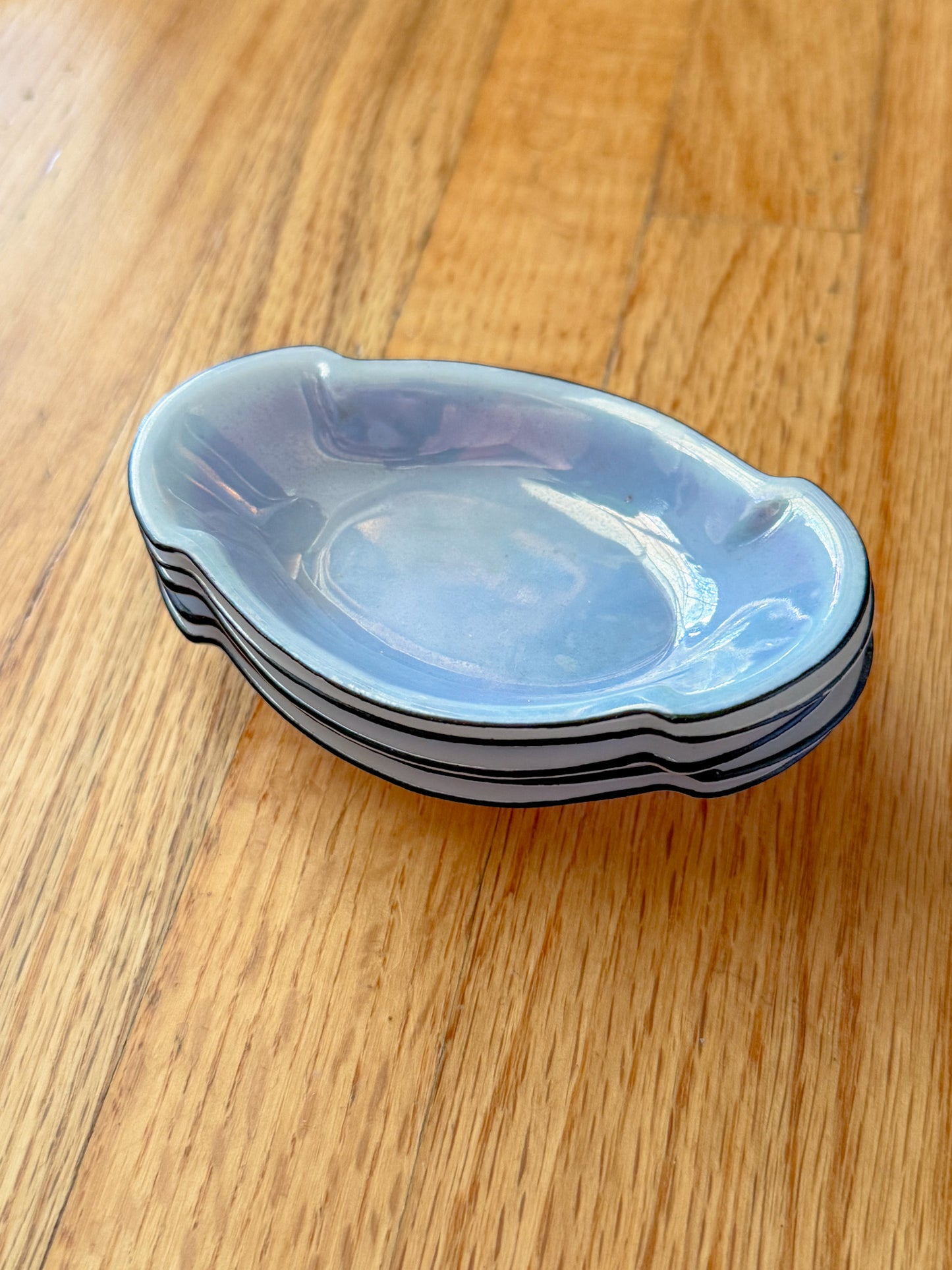 Antique Opalescent Lustreware Celery Salt Cellars, Germany- Set of 5