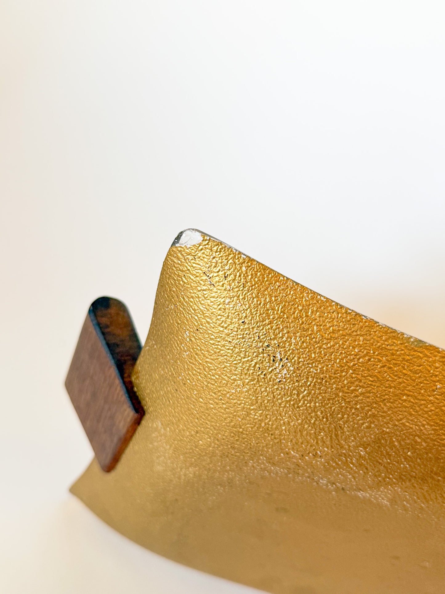 Mid-Century Modern Ernest Sohn Gilt Leaf Handkerchief Glass and Wood Tray, Signed