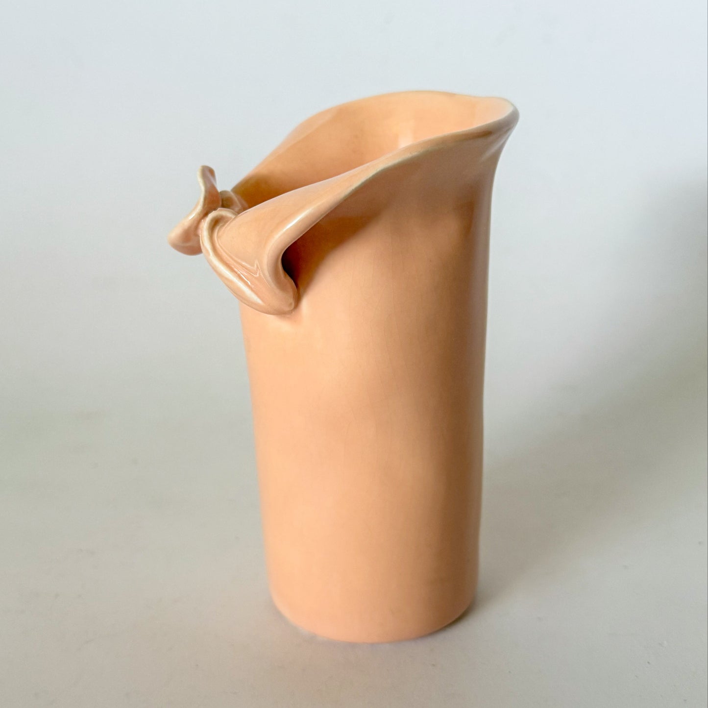 Vintage Salmon Pink Studio Pottery Flower Vase