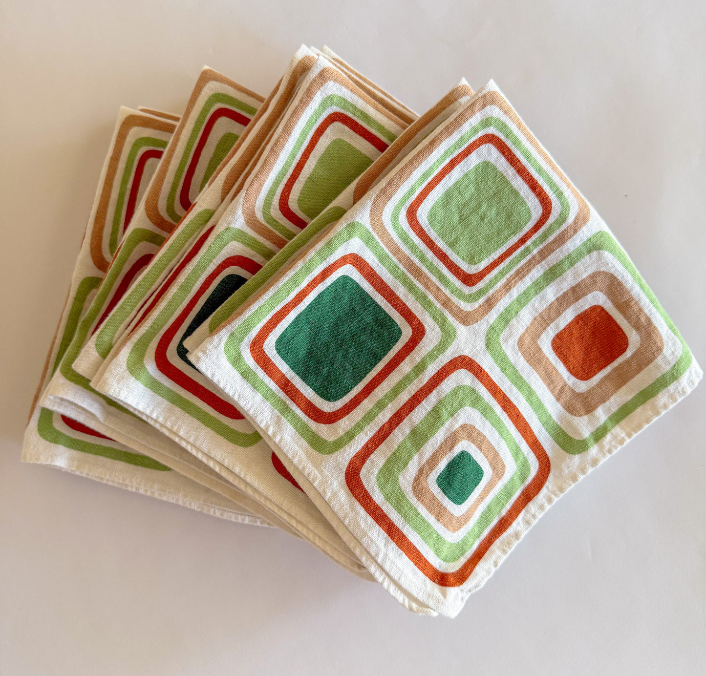 Vintage Scandinavian Modern Linen/Cotton Napkins, Set of 12
