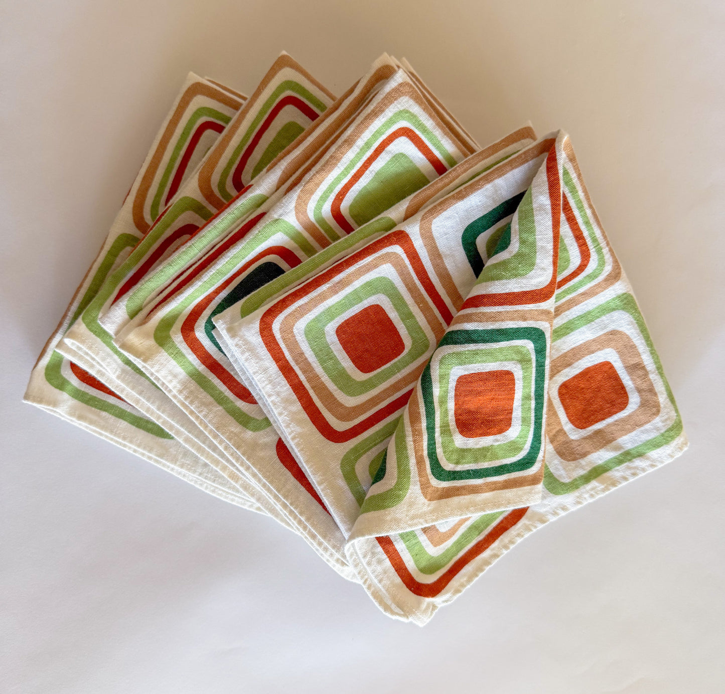Vintage Scandinavian Modern Linen/Cotton Napkins, Set of 12