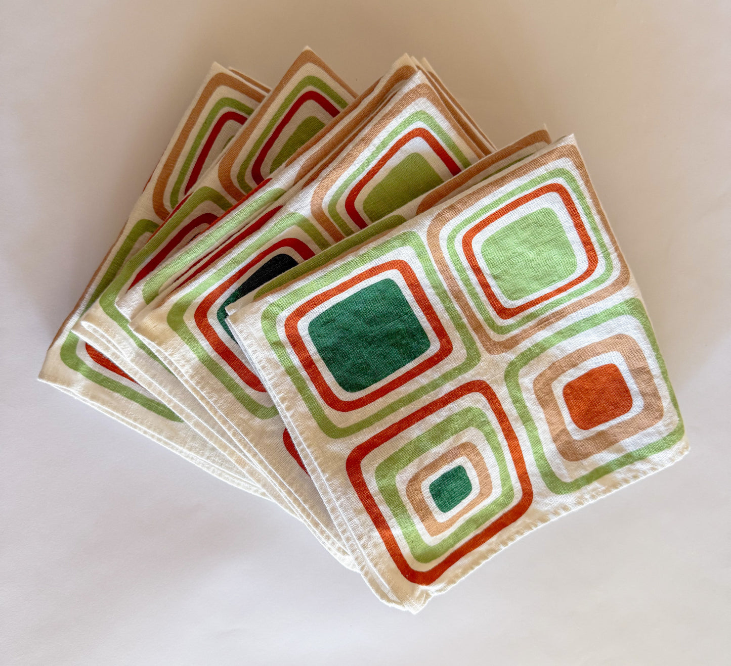 Vintage Scandinavian Modern Linen/Cotton Napkins, Set of 12