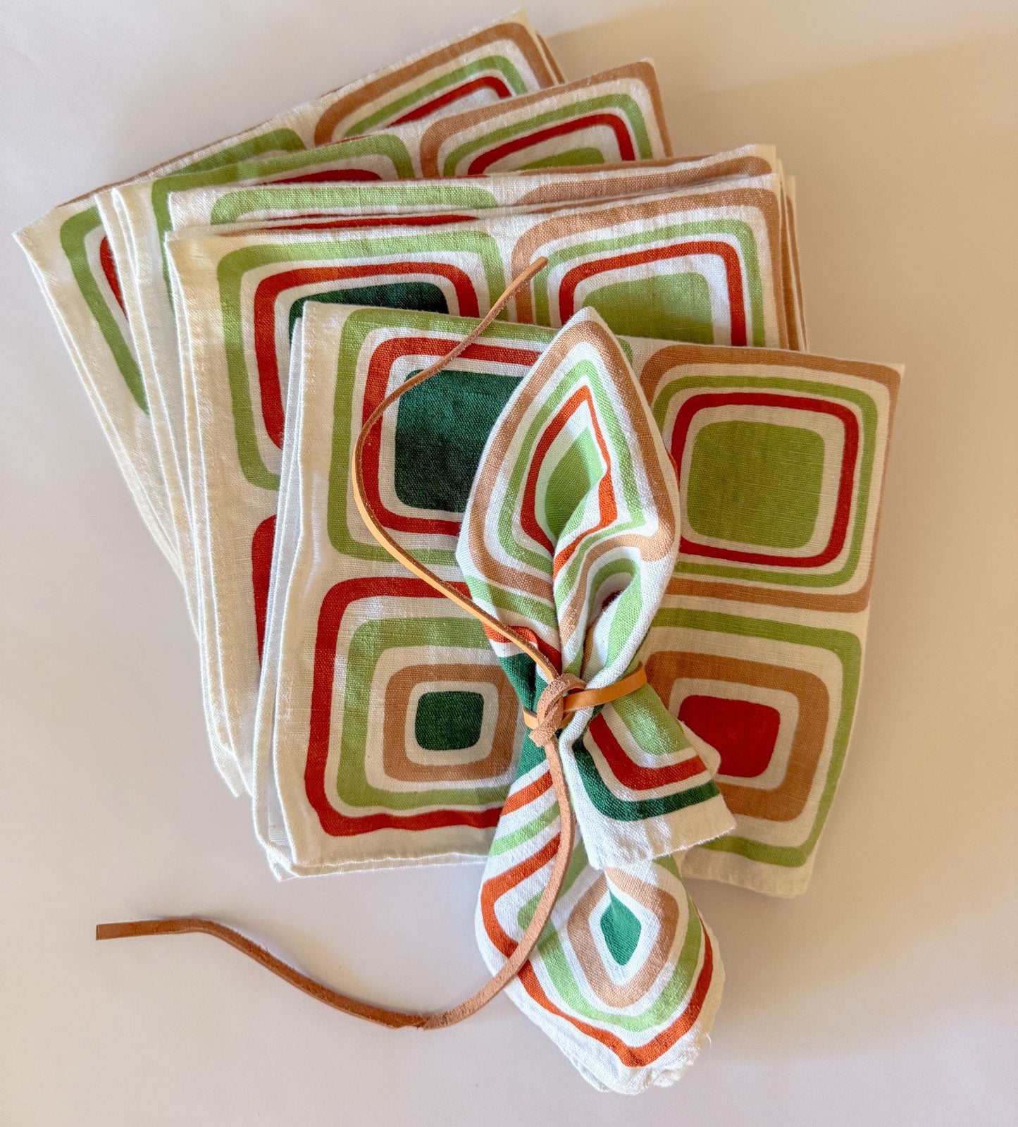 Vintage Scandinavian Modern Linen/Cotton Napkins, Set of 12