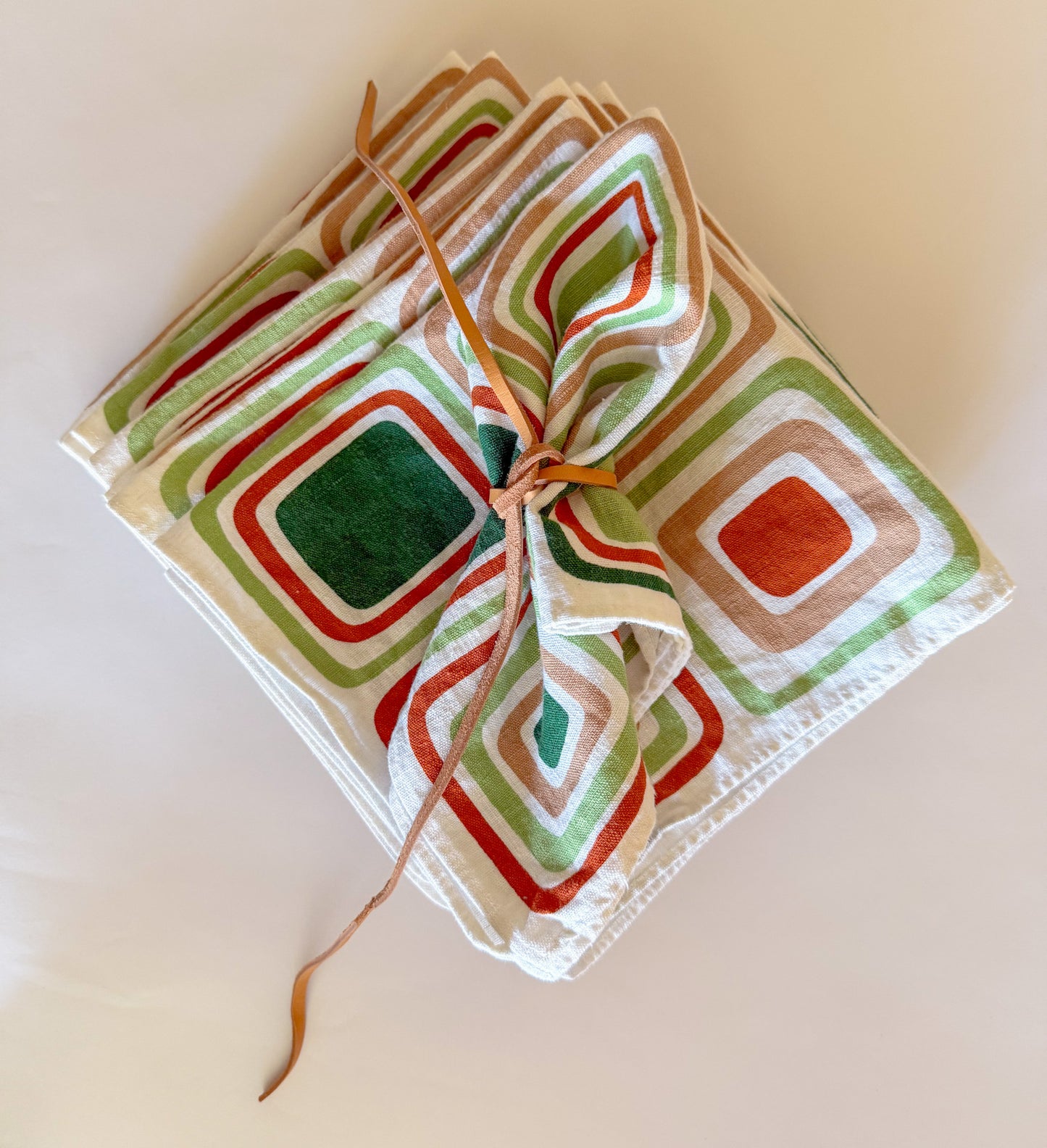 Vintage Scandinavian Modern Linen/Cotton Napkins, Set of 12