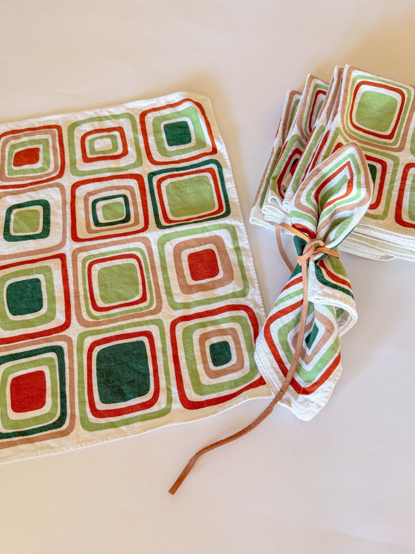 Vintage Scandinavian Modern Linen/Cotton Napkins, Set of 12