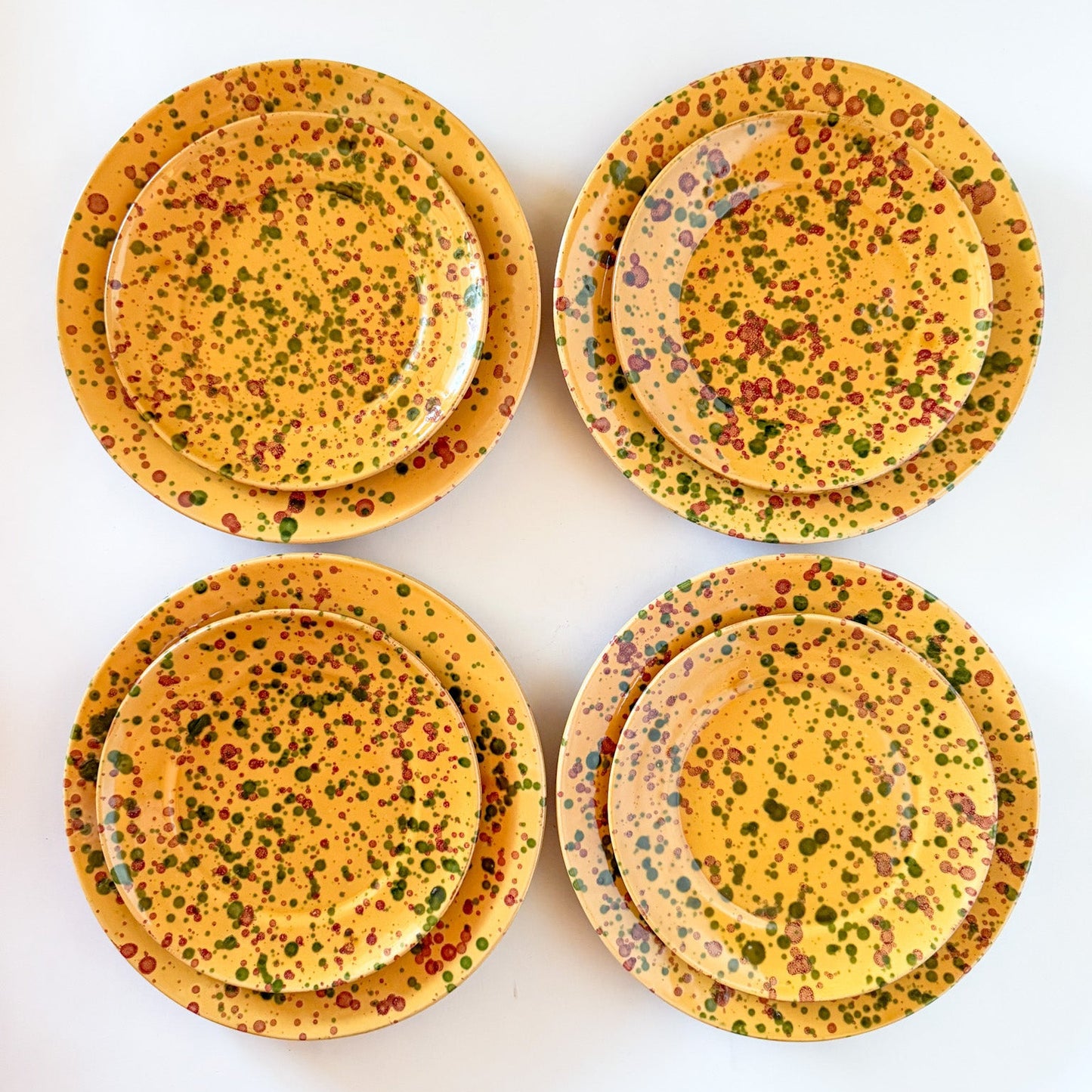 Vintage Splatterware Dinner and Salad Plates, Made in Italy for Neiman Marcus