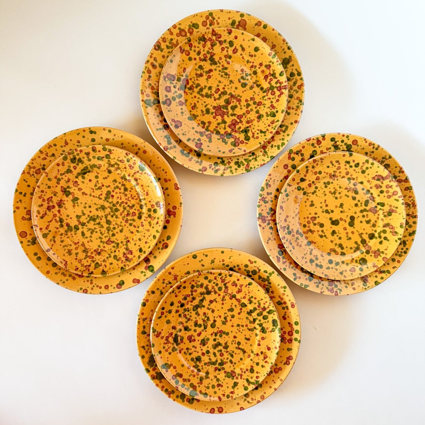Vintage Splatterware Dinner and Salad Plates, Made in Italy for Neiman Marcus