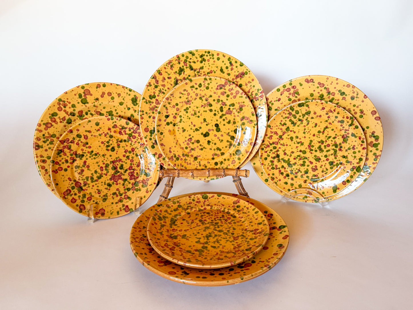 Vintage Splatterware Dinner and Salad Plates, Made in Italy for Neiman Marcus
