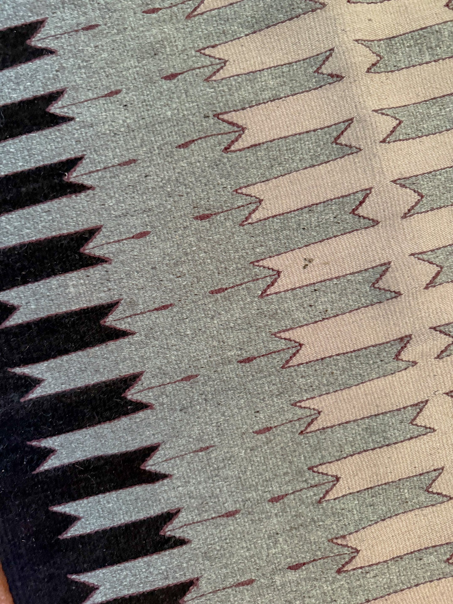 Vintage Zapotec Wool Woven Rug 34x60 Brown Blush Pink Textile Wall Hanging