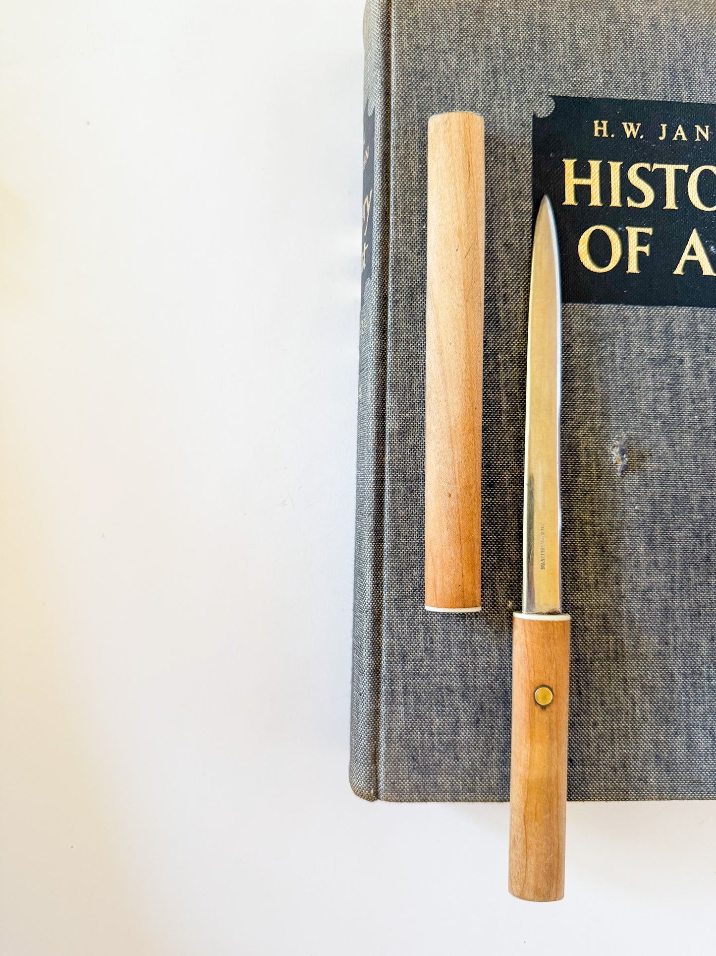 Vintage 1950s-60s Japanese Wood and Stainless Letter Knife Opener