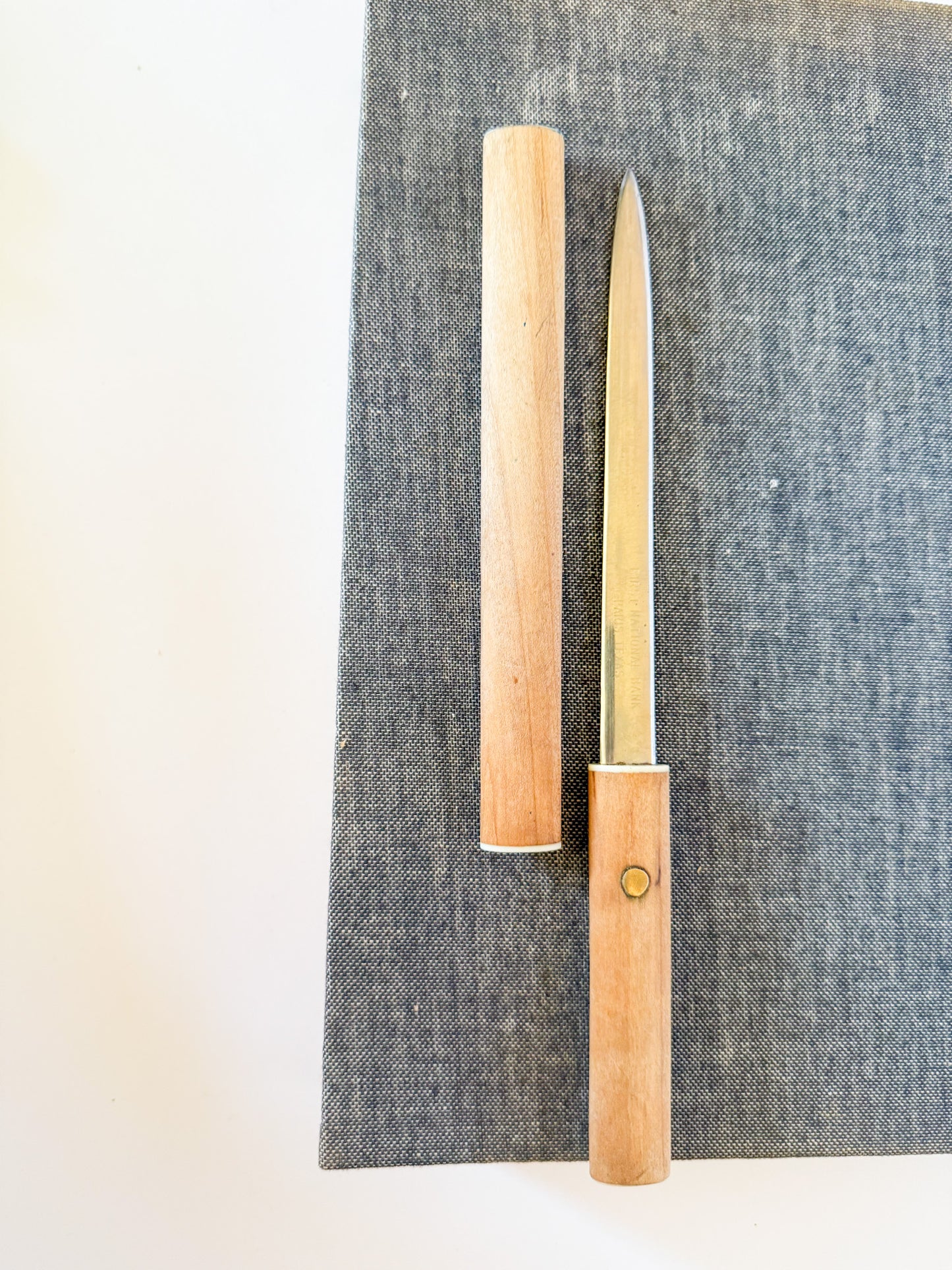 Vintage 1950s-60s Japanese Wood and Stainless Letter Knife Opener