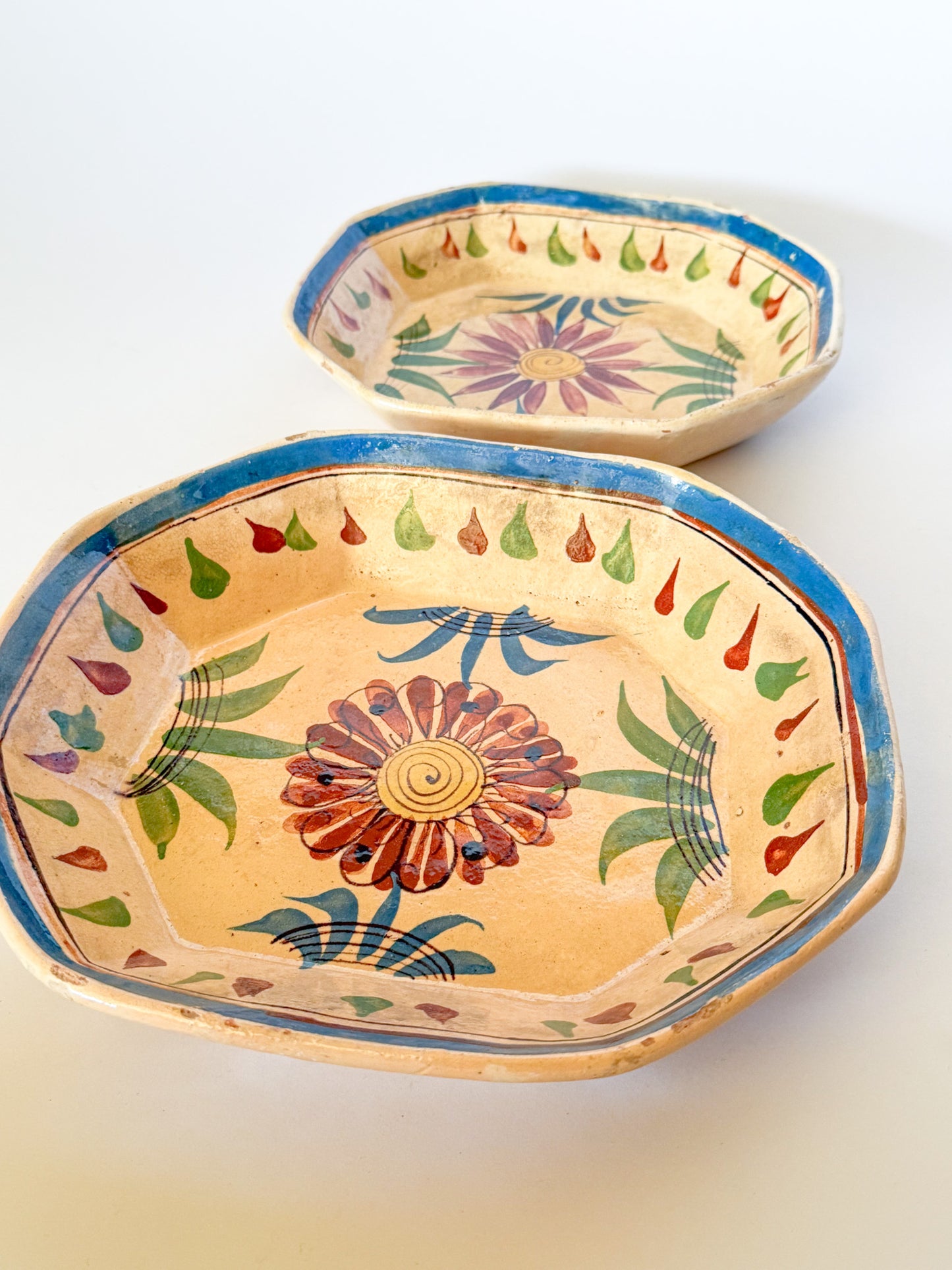 Vintage Cream Mexican Tlaquepaque Pottery Nesting Bowls, Sold Separately