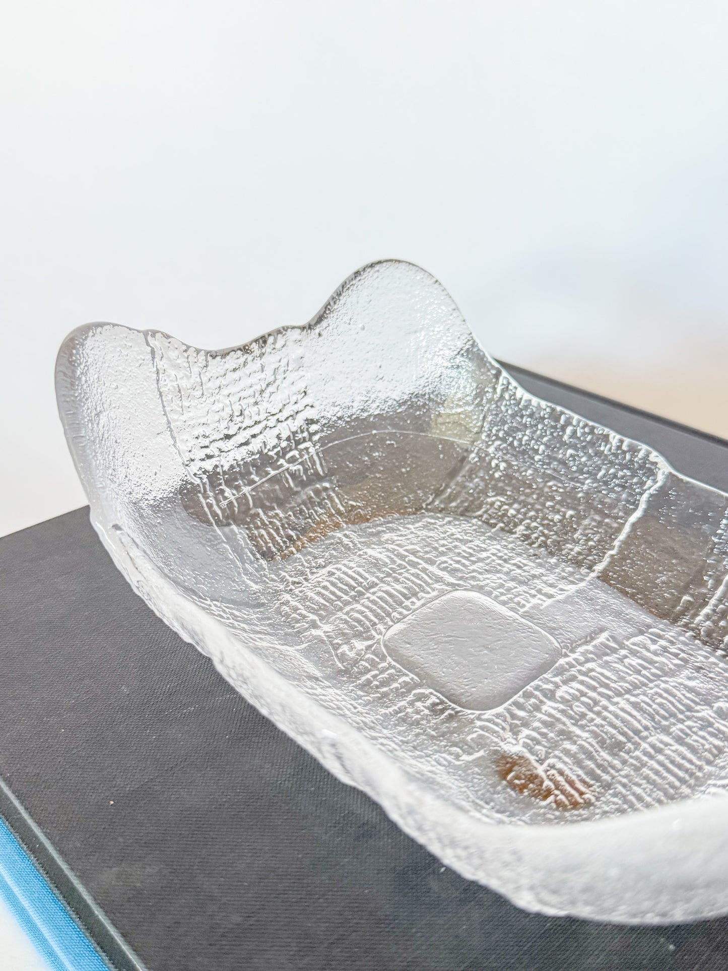 Vintage Swedish Glass Bowl by Christer Sjögren for Lindshammar Glasbruk, 1970s