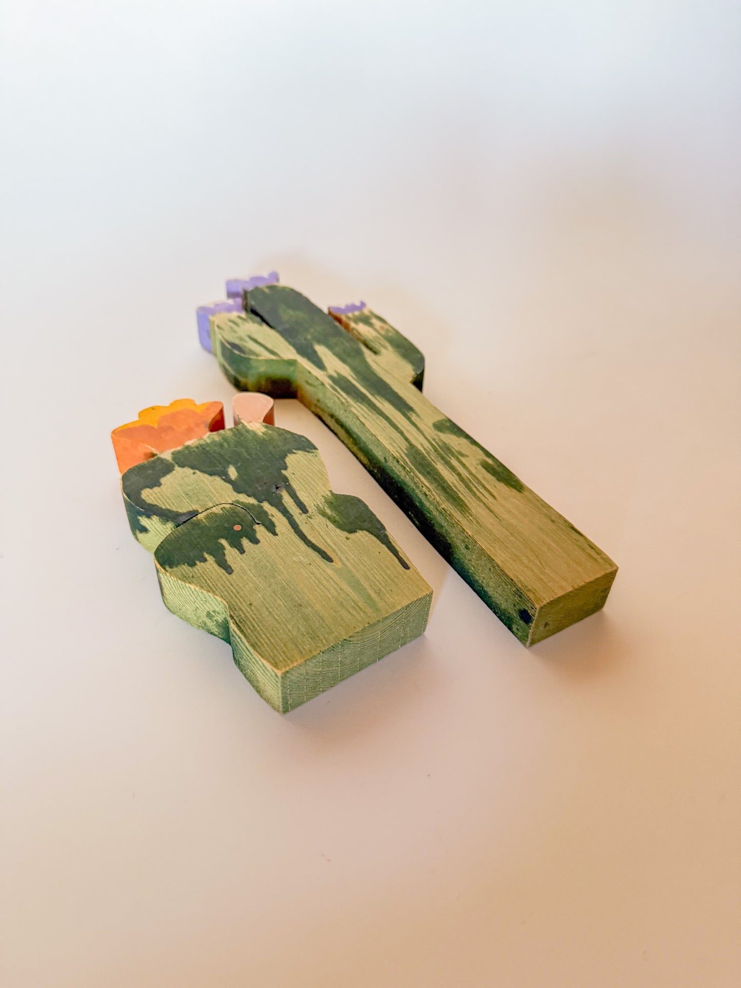 Vintage Wood Cut Cactus Art Objects by Texas Woodworker