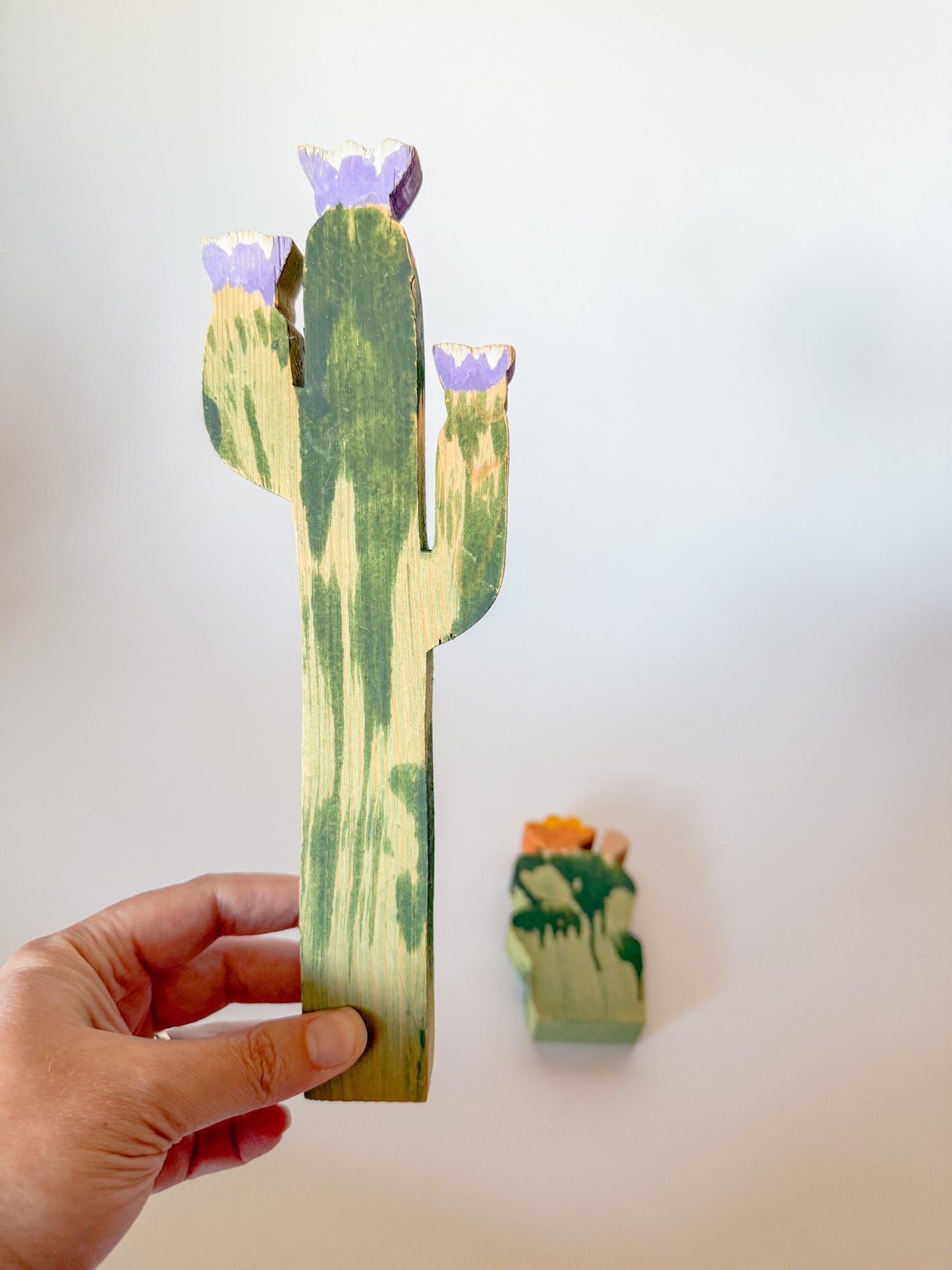 Vintage Wood Cut Cactus Art Objects by Texas Woodworker