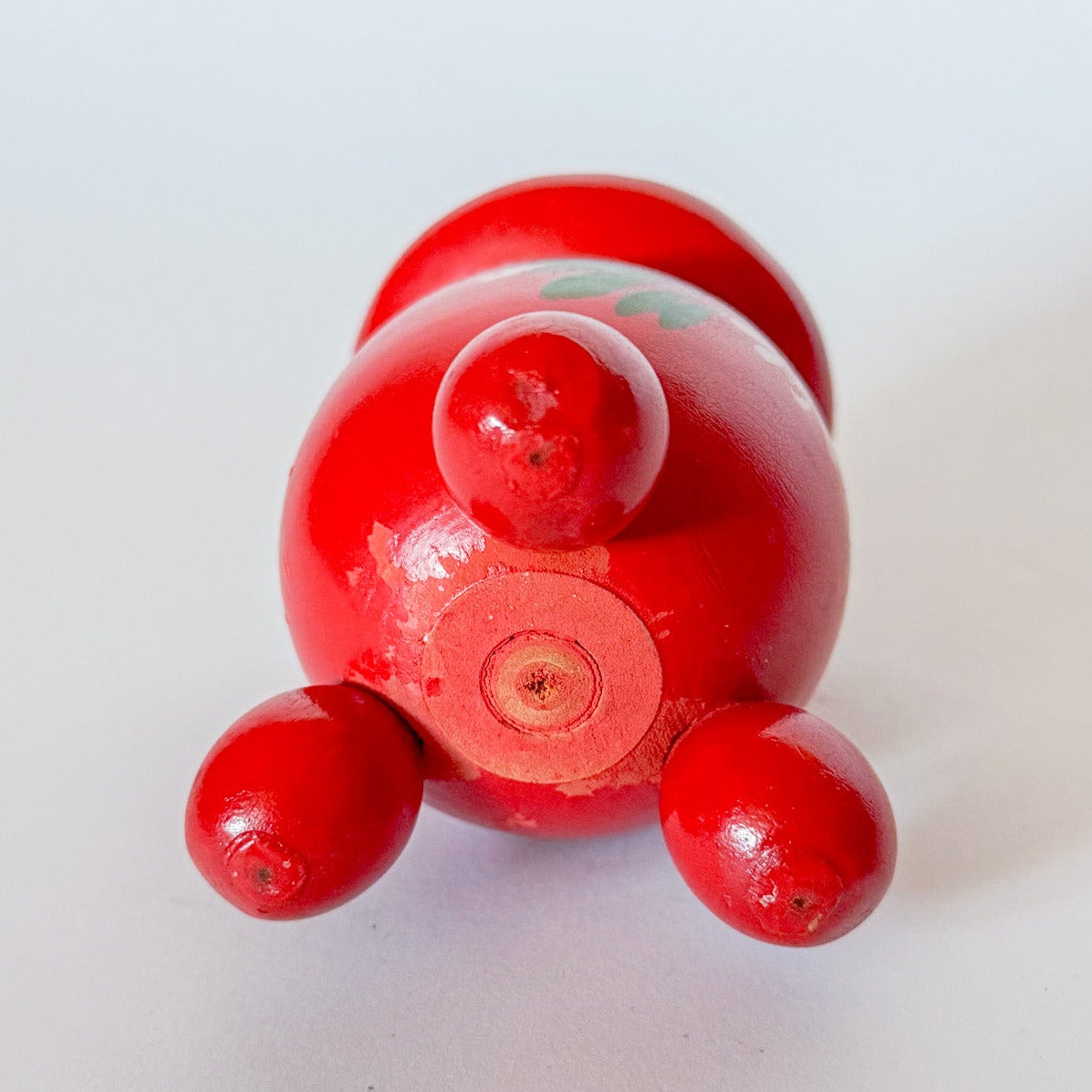 Vintage Swedish Folk Art Wooden Red Candlestick Holder