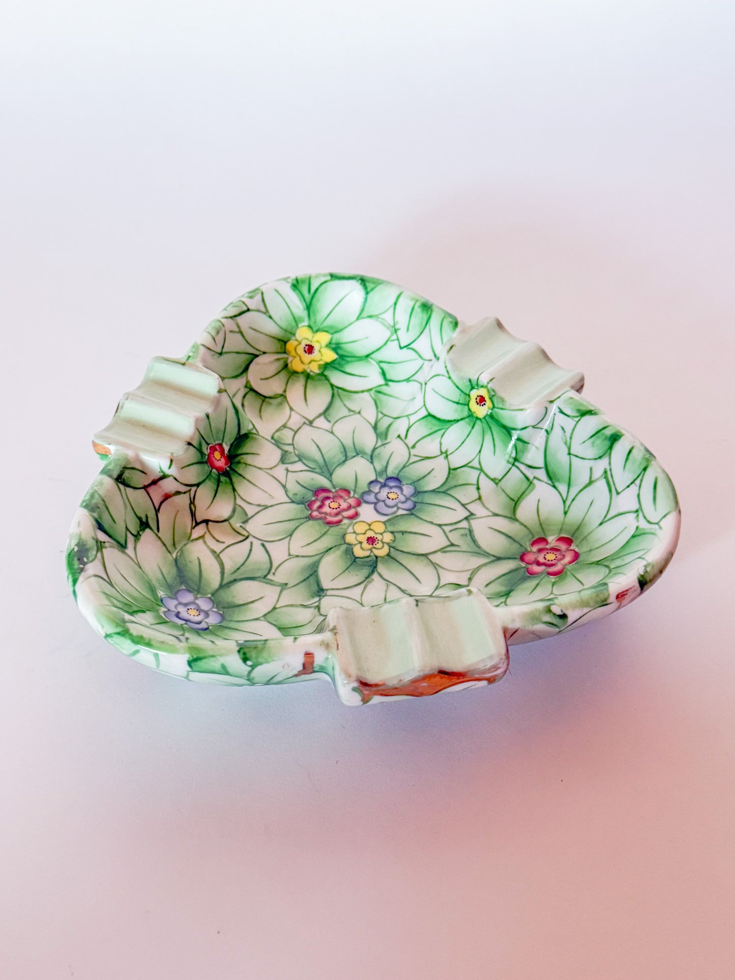 Mid Century Large Vintage Lenwile China Ardalt Hand Painted Catch All Dish, Occupied Japan