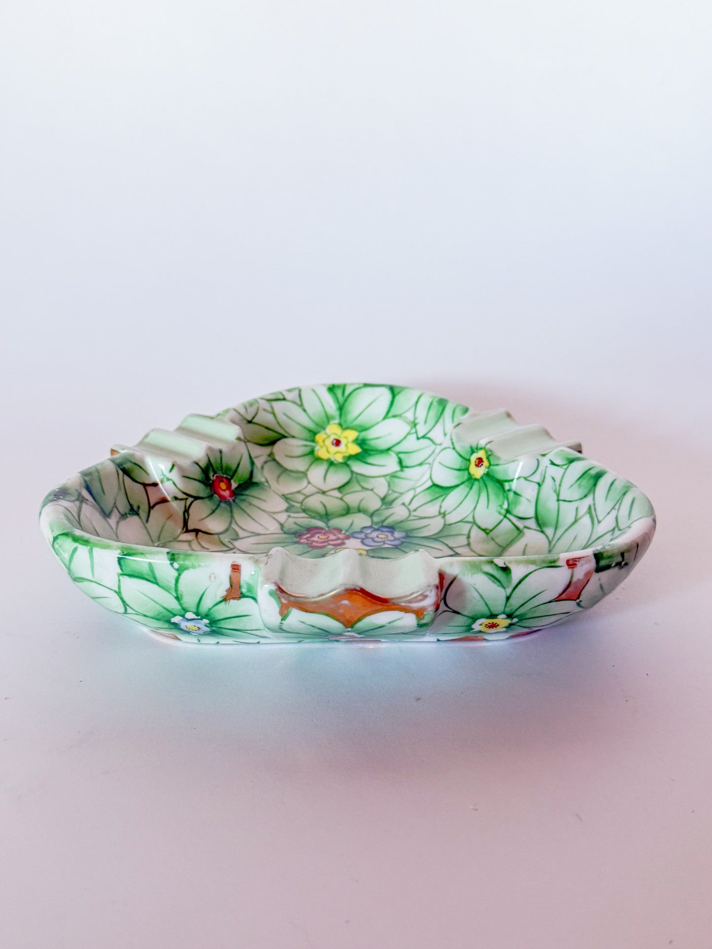 Mid Century Large Vintage Lenwile China Ardalt Hand Painted Catch All Dish, Occupied Japan