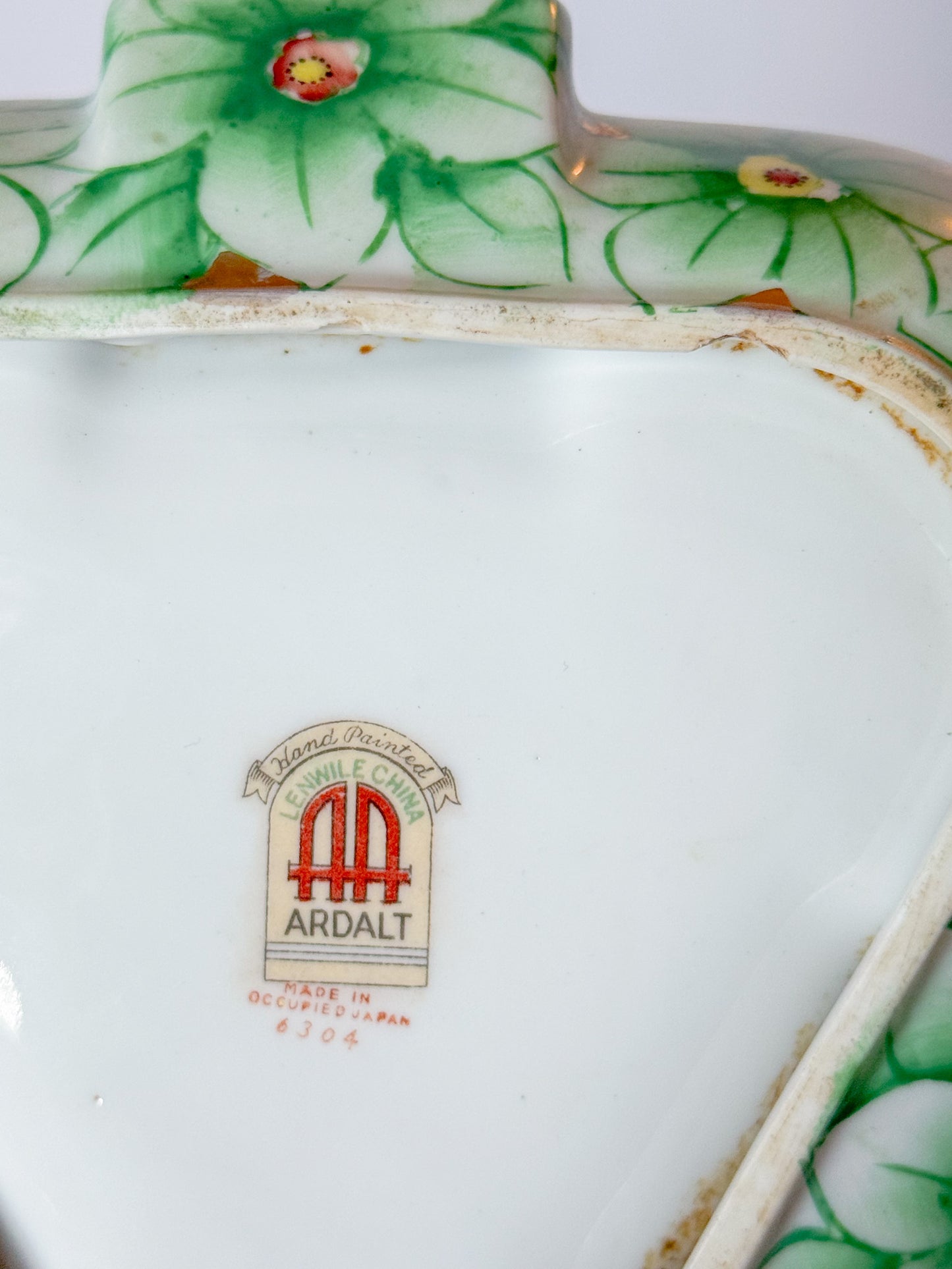 Mid Century Large Vintage Lenwile China Ardalt Hand Painted Catch All Dish, Occupied Japan