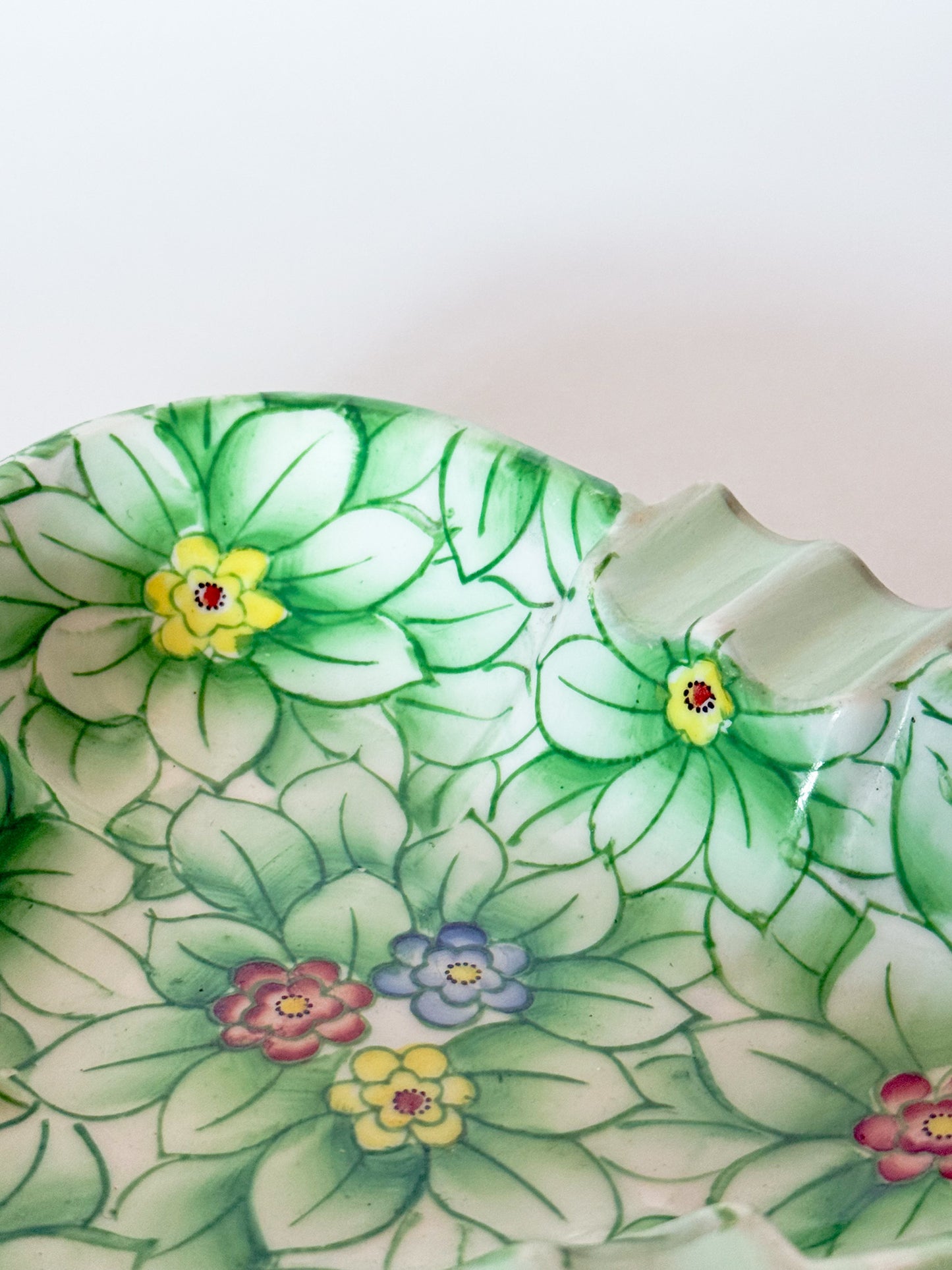 Mid Century Large Vintage Lenwile China Ardalt Hand Painted Catch All Dish, Occupied Japan