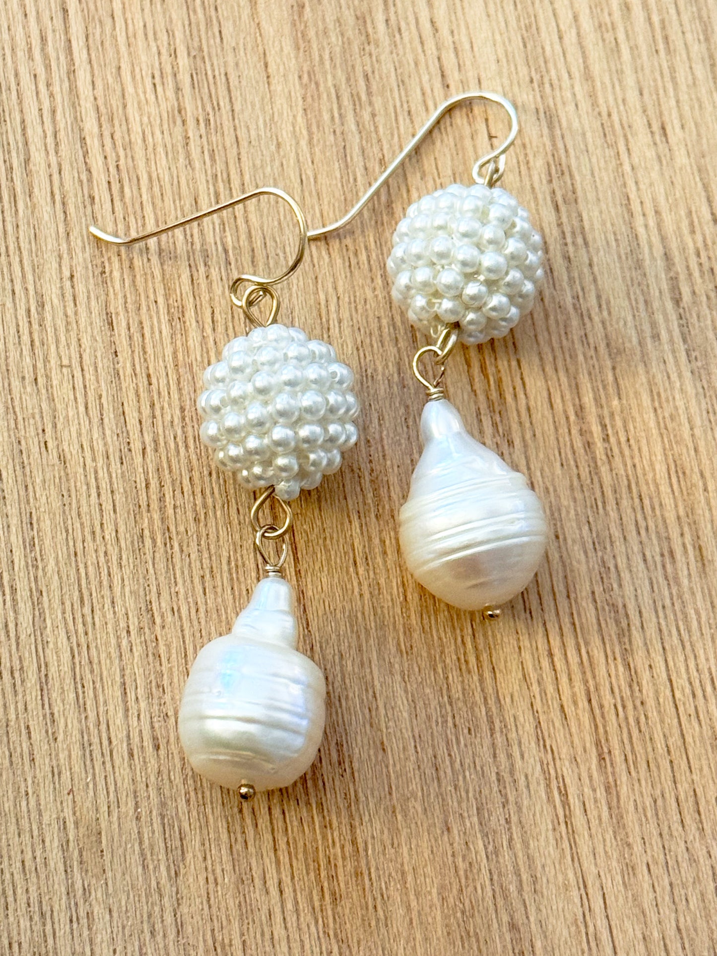 Beaded Baroque Pearl Drops