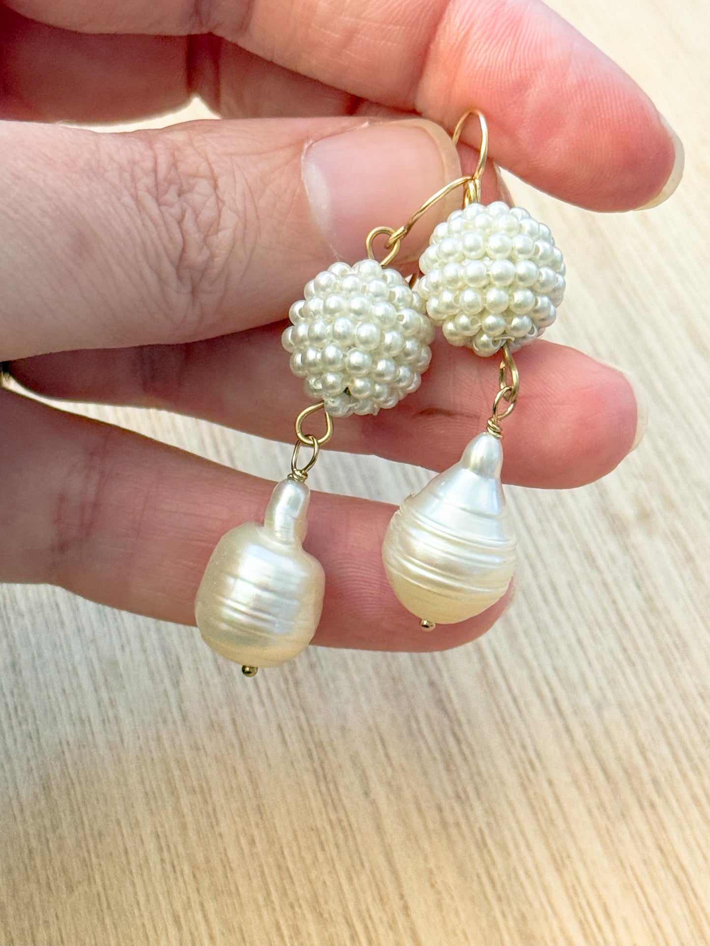 Beaded Baroque Pearl Drops