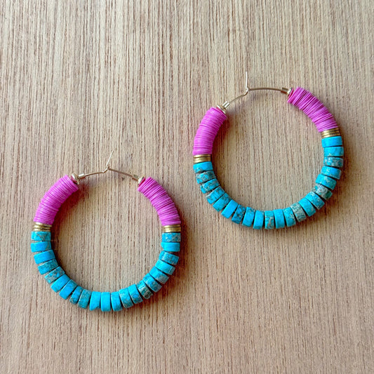 Orchid and Turquoise Hoops