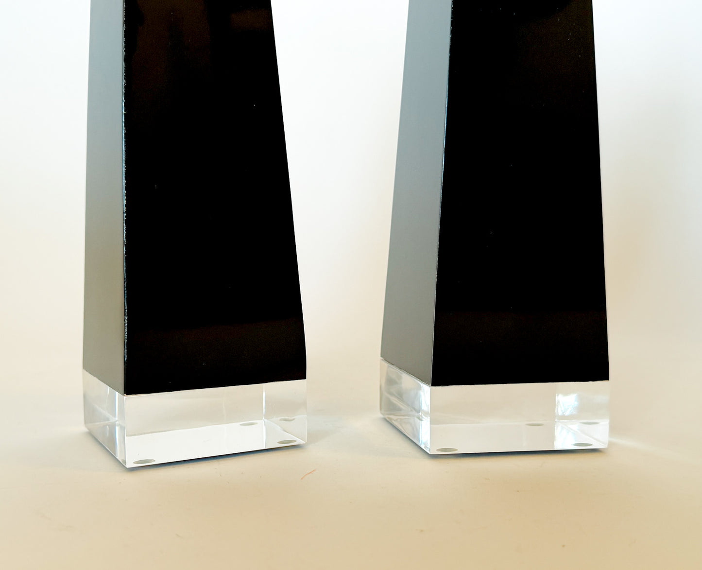 Mid Century Modern Black Lucite Obelisks, a Pair