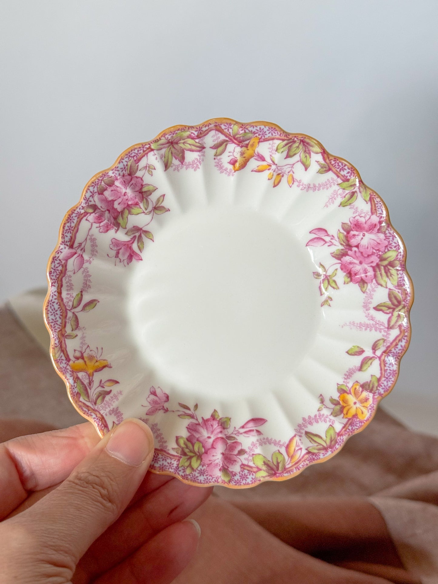 Vintage Spode Bone China Floral Ring Dish