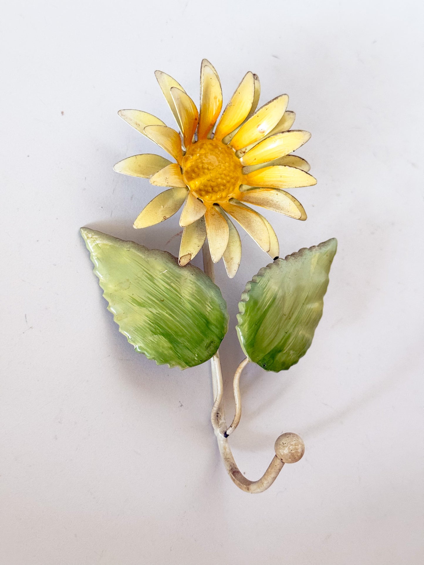 Vintage Tole Yellow Daisy Wall Hook