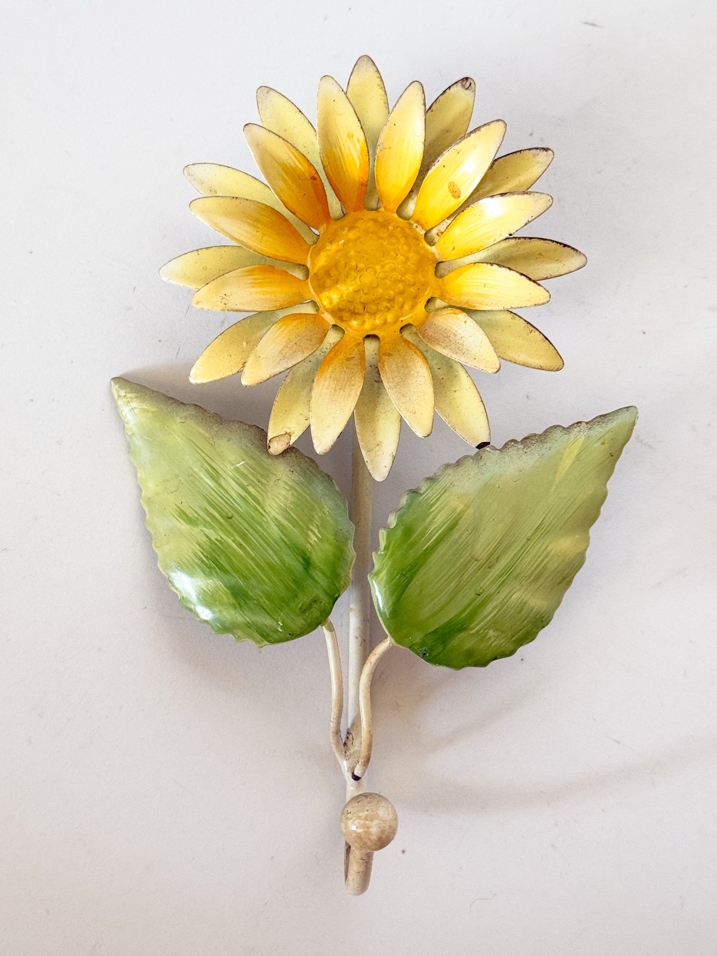 Vintage Tole Yellow Daisy Wall Hook