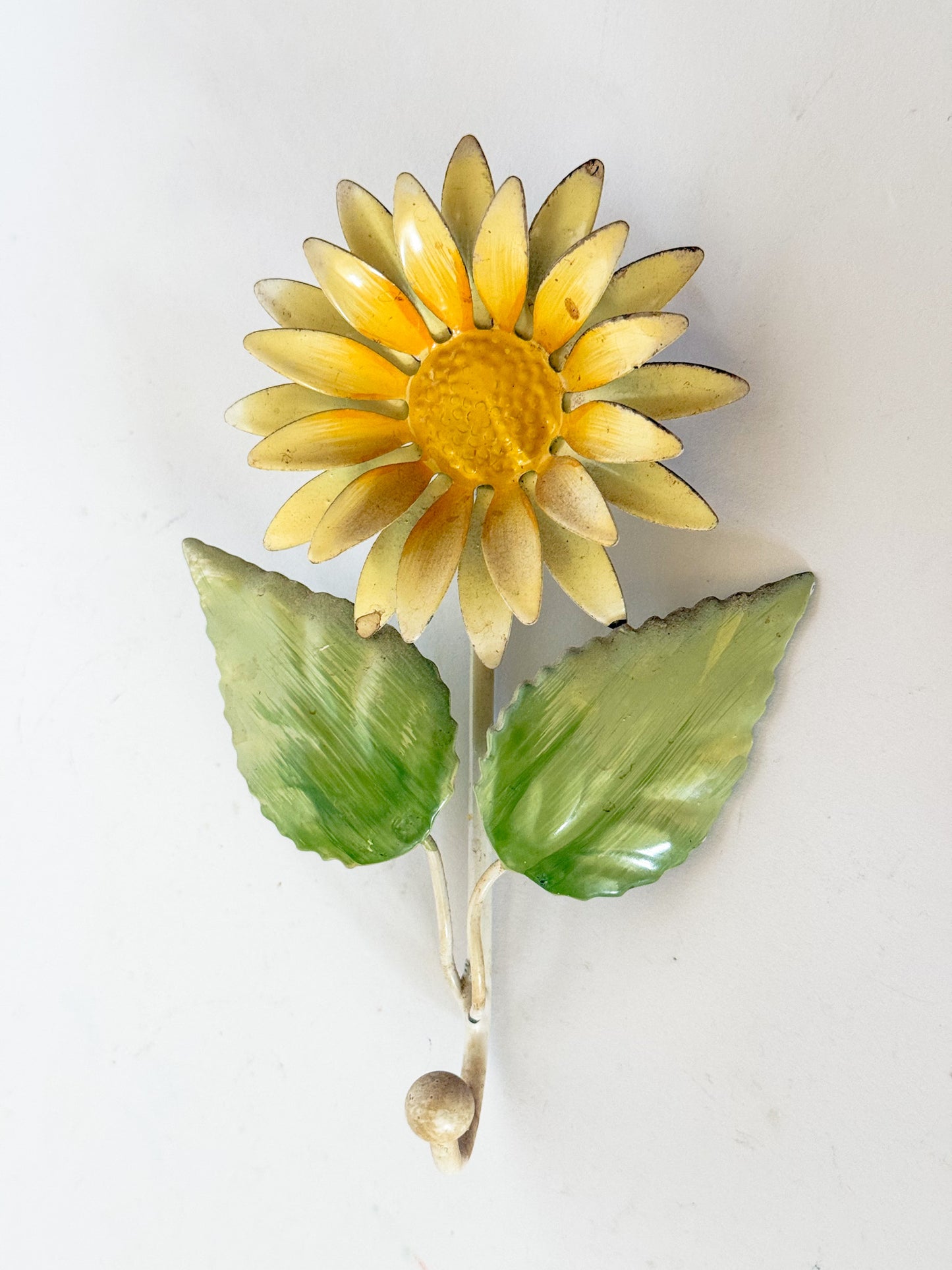 Vintage Tole Yellow Daisy Wall Hook
