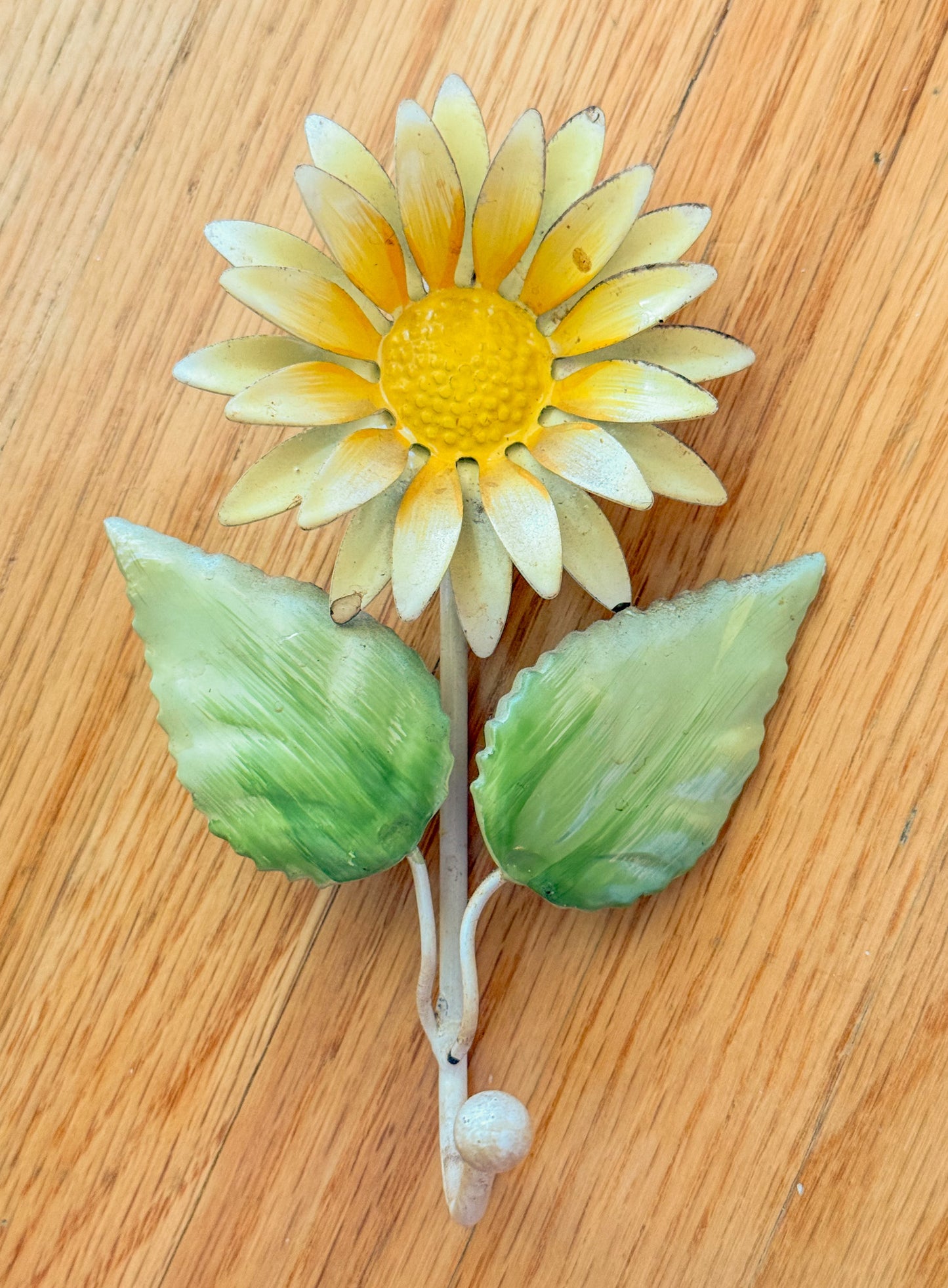 Vintage Tole Yellow Daisy Wall Hook