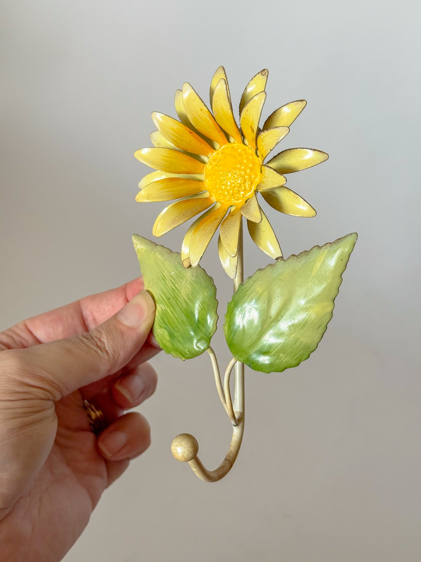 Vintage Tole Yellow Daisy Wall Hook