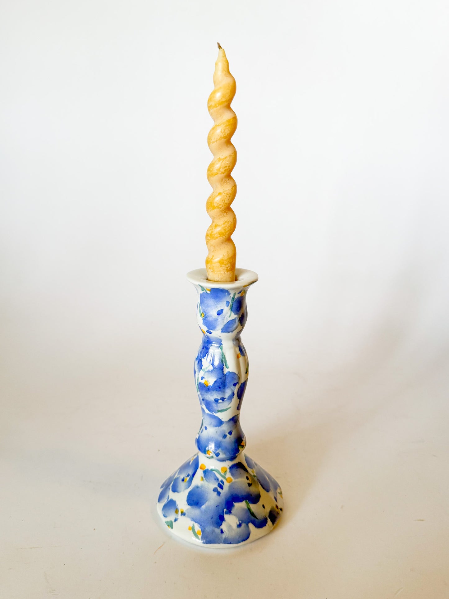 Vintage Porcelain French Blue Impressionist Candlestick