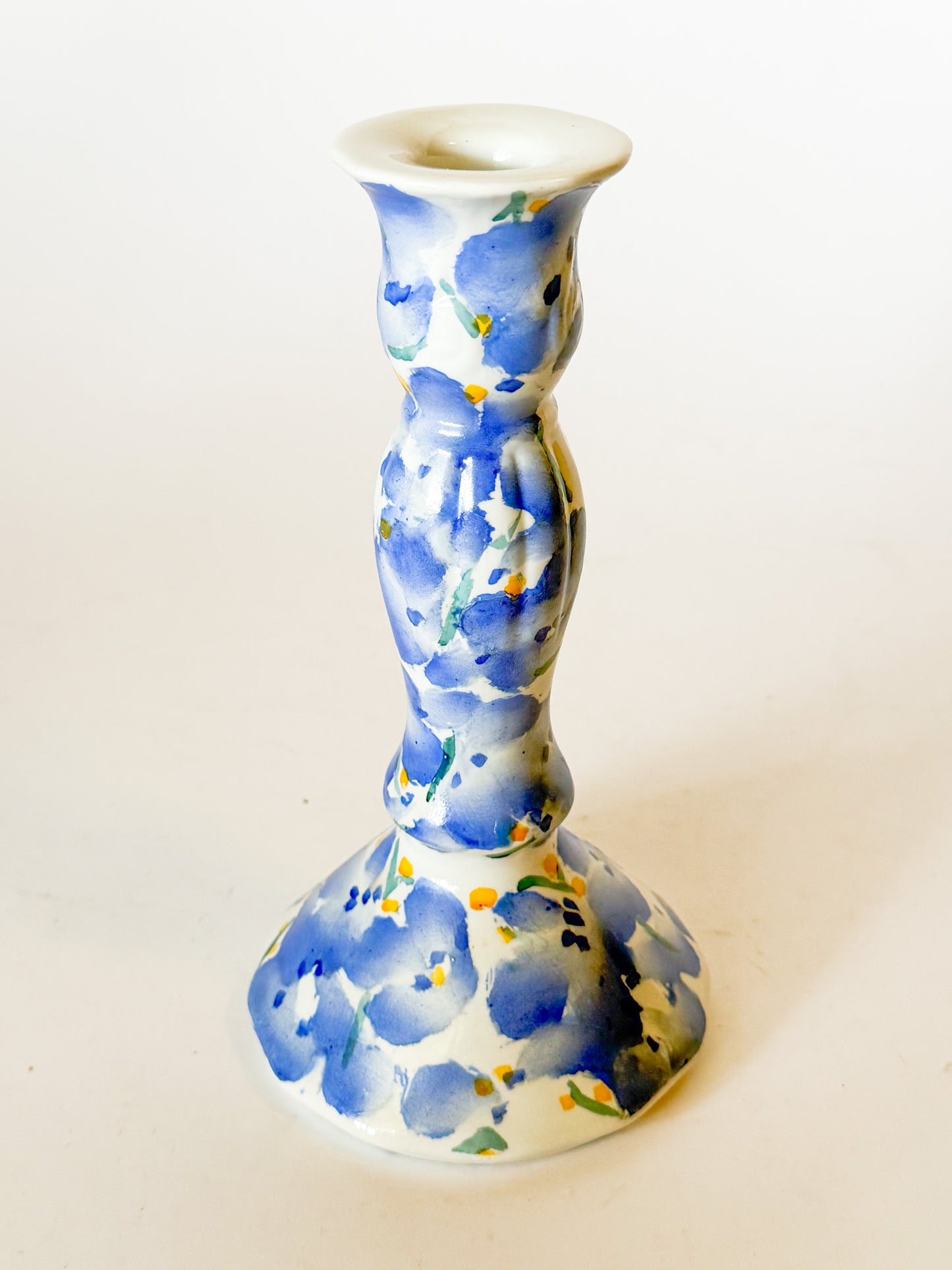 Vintage Porcelain French Blue Impressionist Candlestick