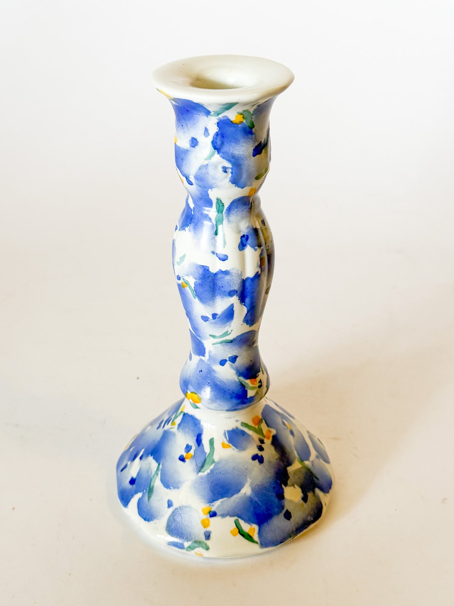 Vintage Porcelain French Blue Impressionist Candlestick