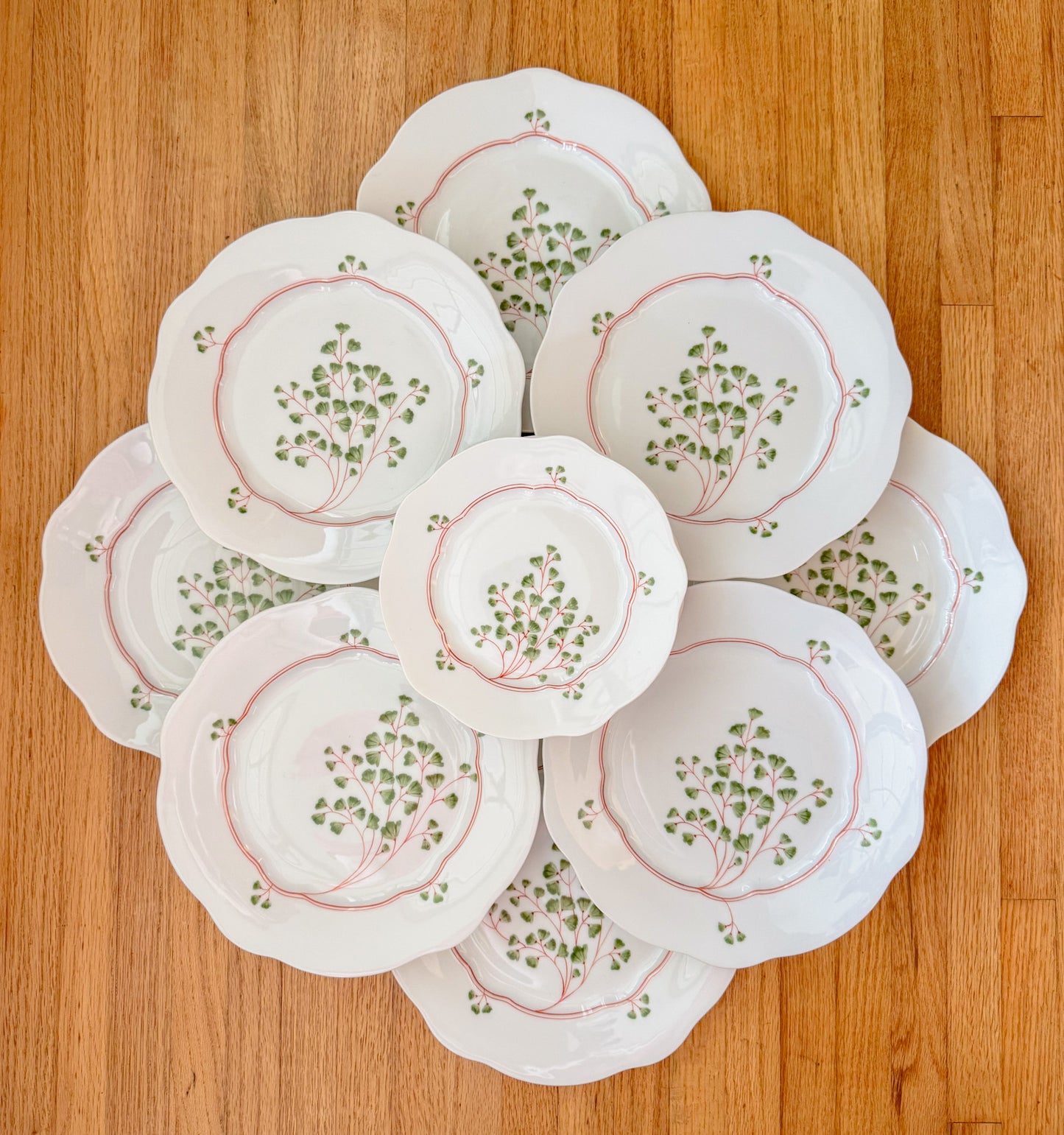 Antique Maidenhair Fern Nymphenburg Porcelain Dinnerware, Hand Painted