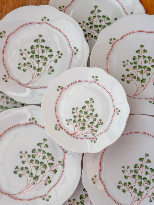 Antique Maidenhair Fern Nymphenburg Porcelain Dinnerware, Hand Painted